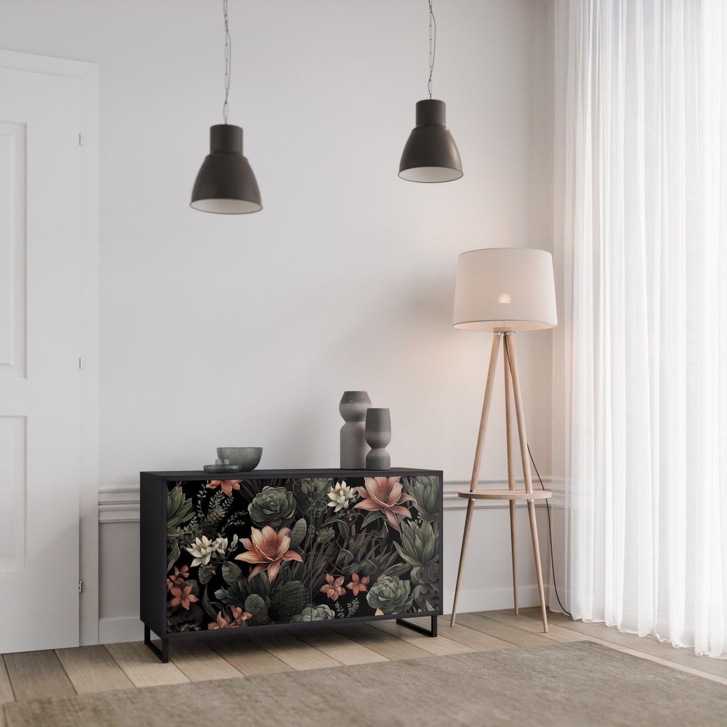 Credenza a 2 ante SECRET VERDURE in finitura nera