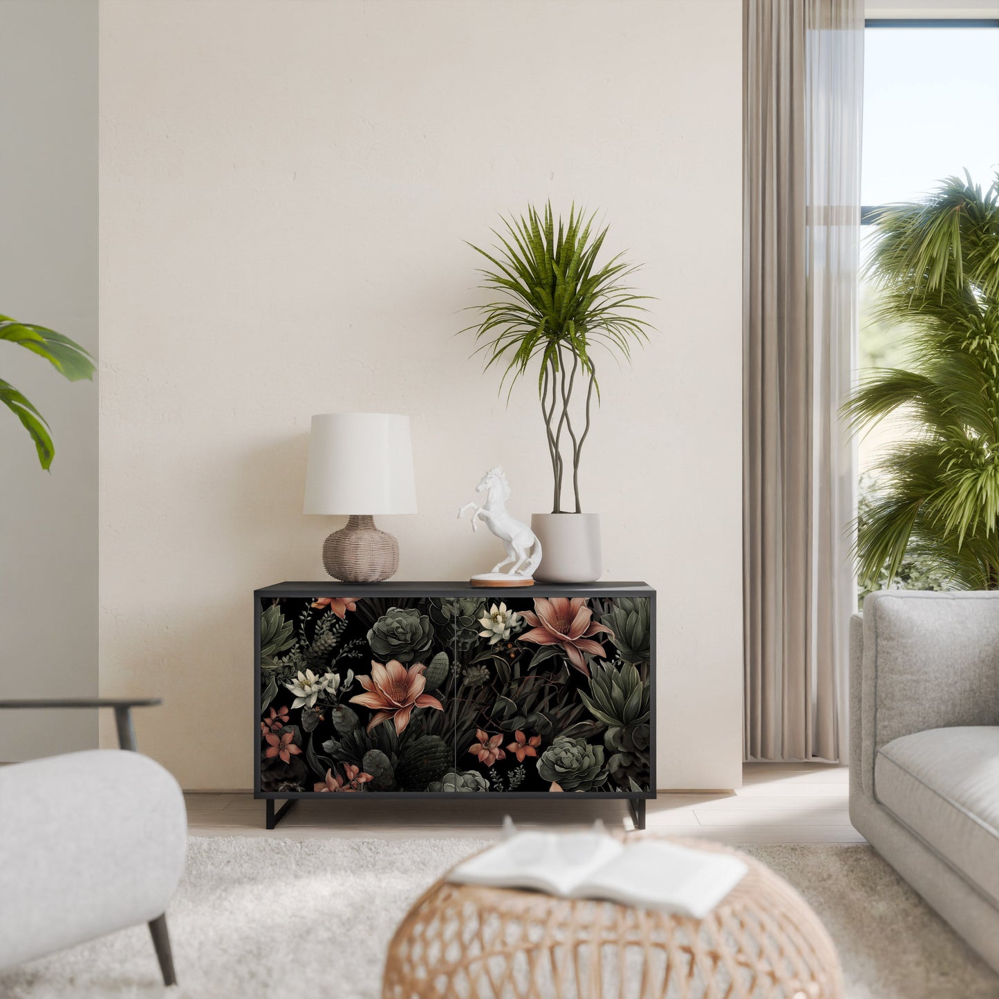 Credenza a 2 ante SECRET VERDURE in finitura nera