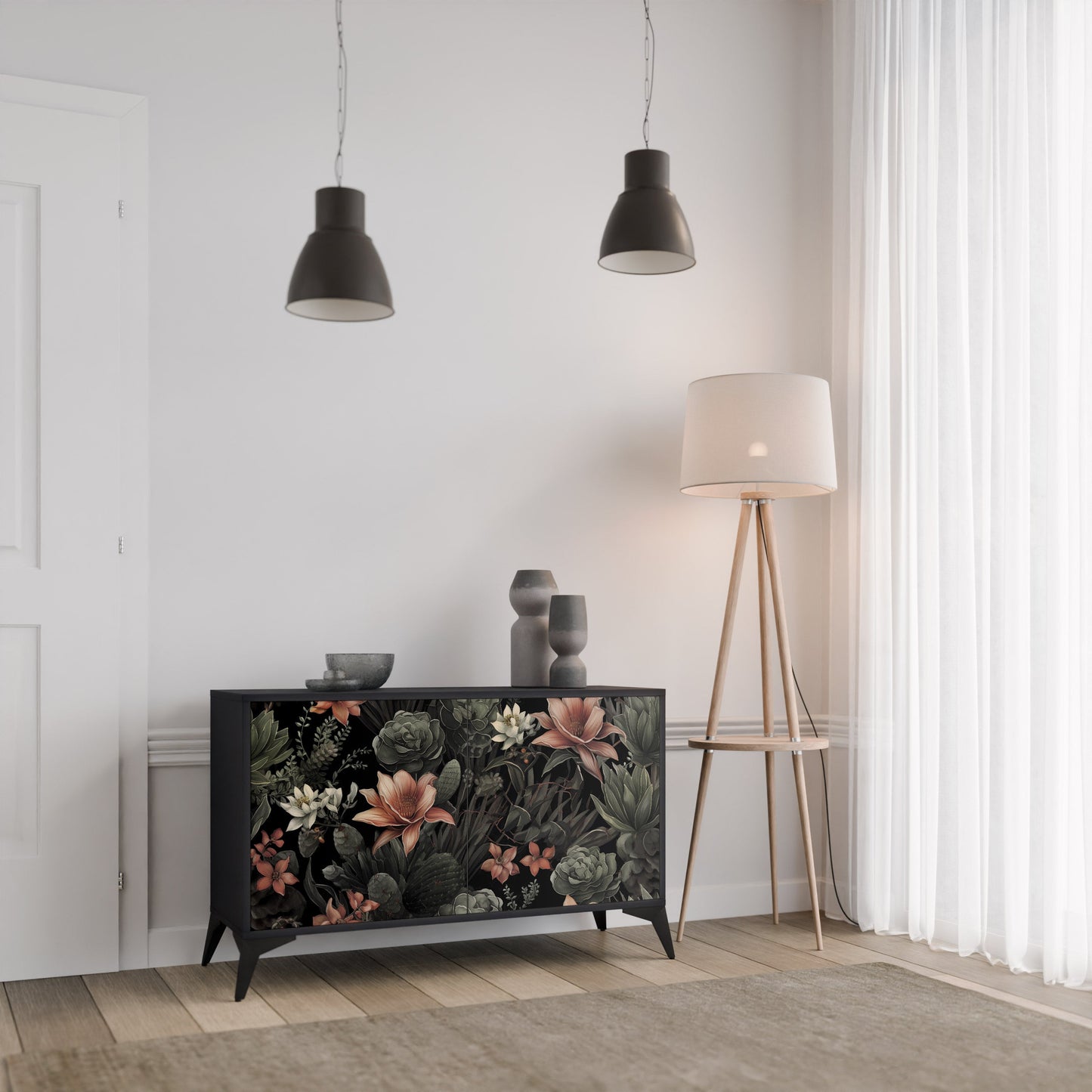 Credenza a 2 ante SECRET VERDURE in finitura nera