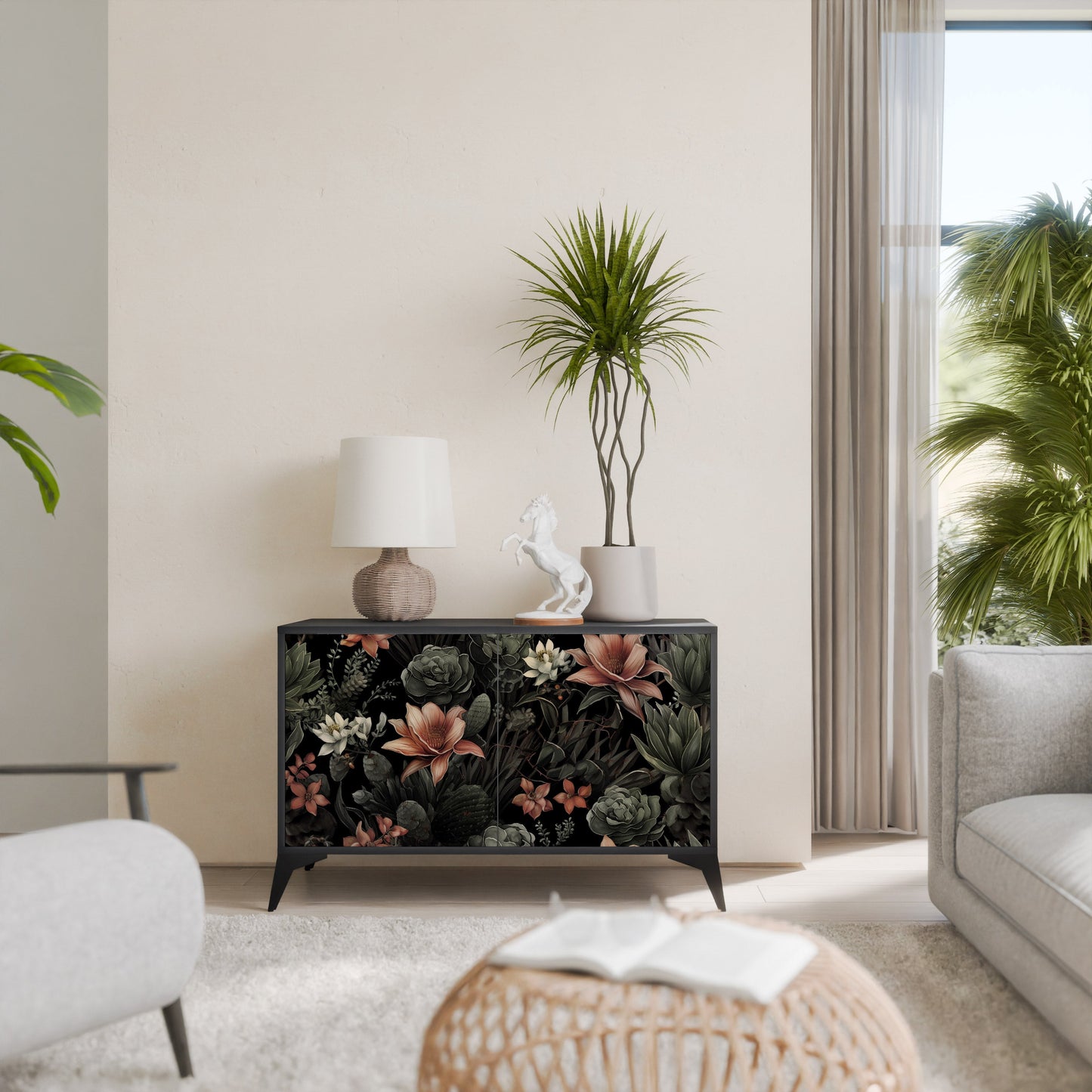 Credenza a 2 ante SECRET VERDURE in finitura nera