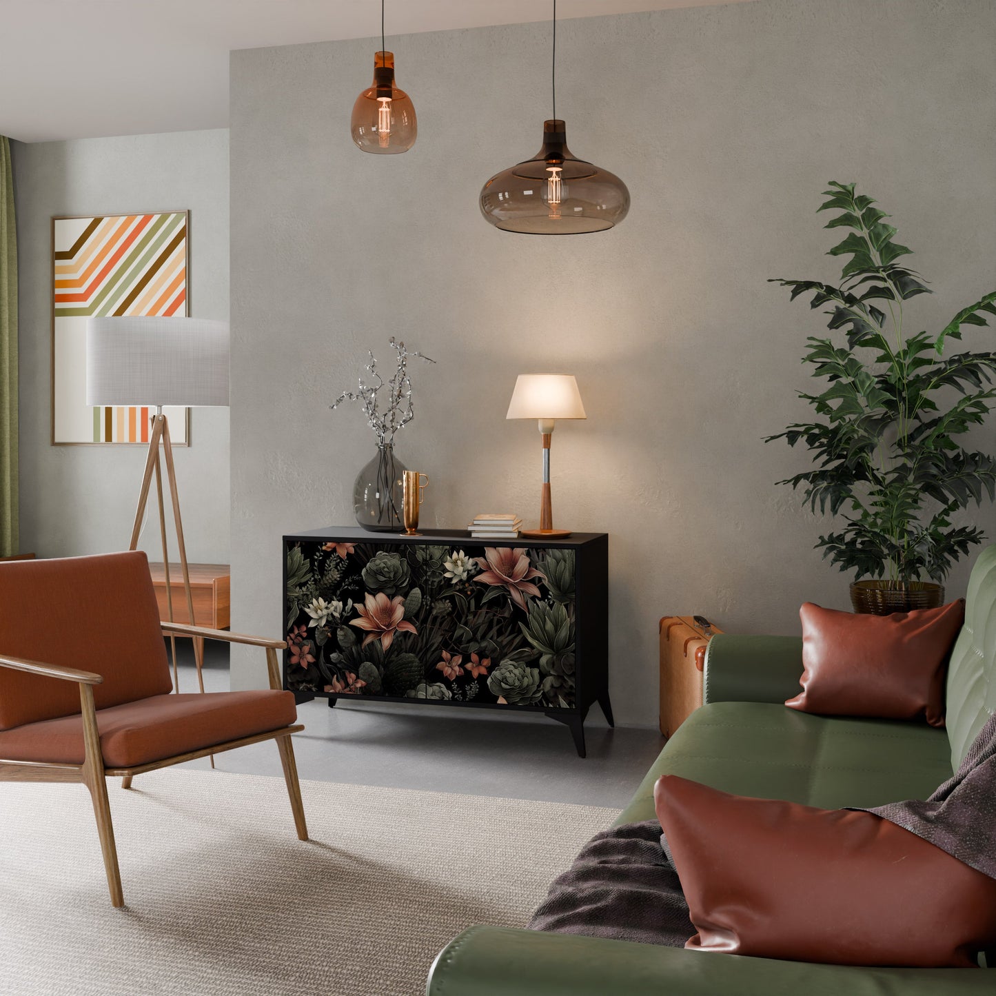 Credenza a 2 ante SECRET VERDURE in finitura nera