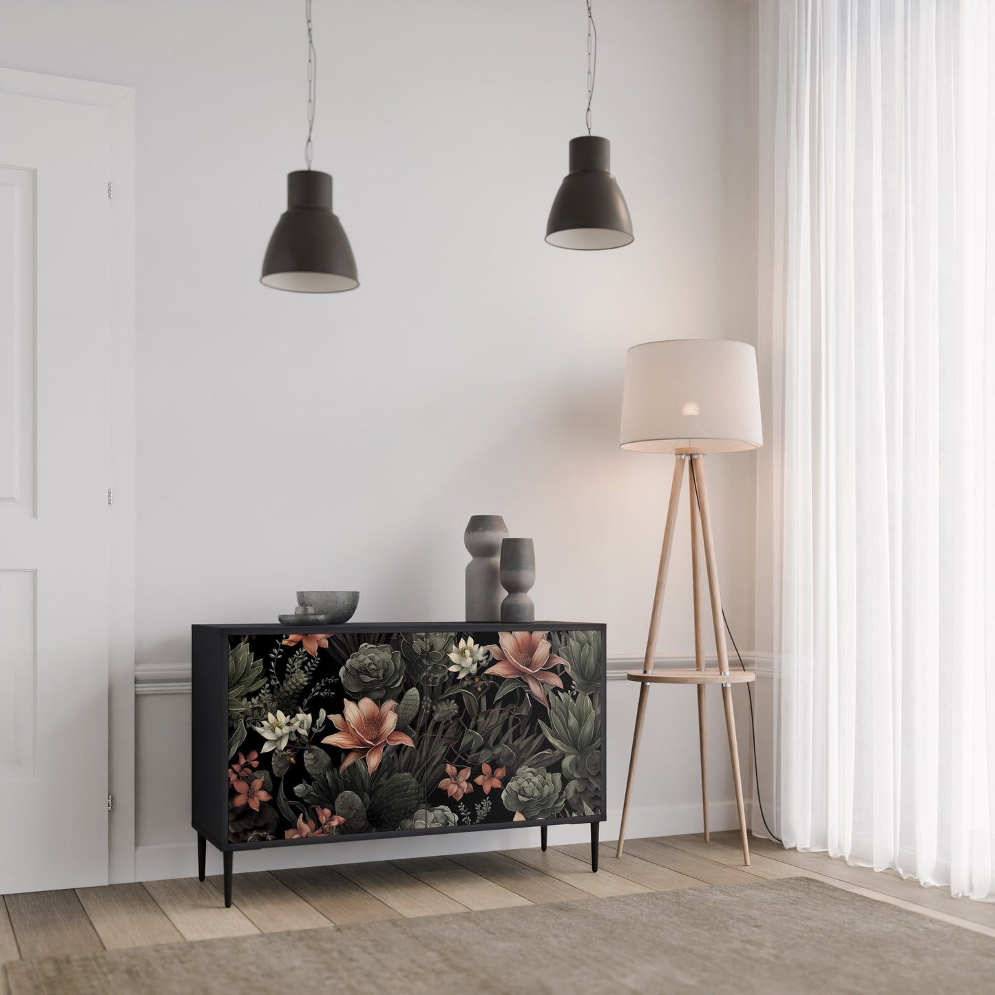 Credenza a 2 ante SECRET VERDURE in finitura nera