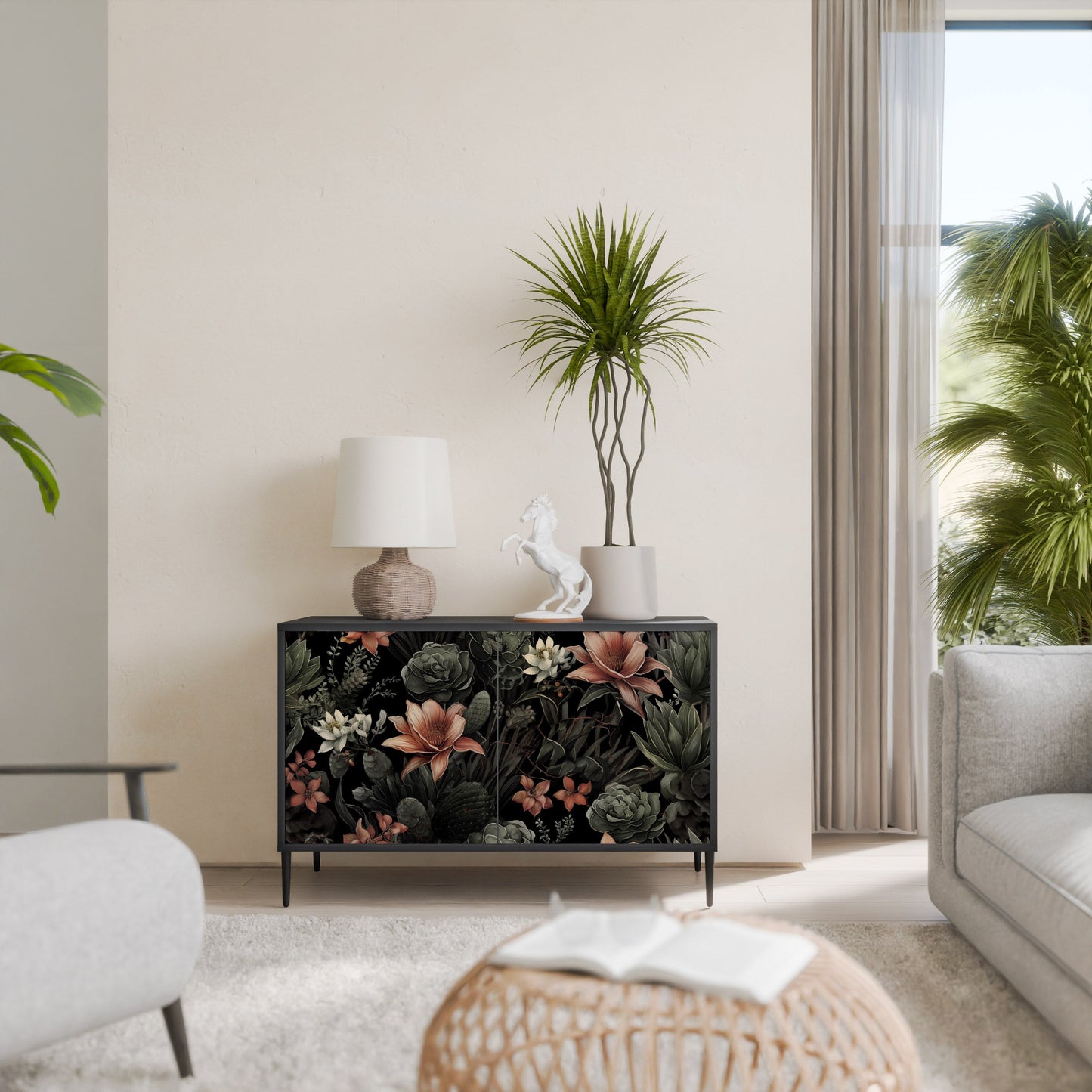 Credenza a 2 ante SECRET VERDURE in finitura nera