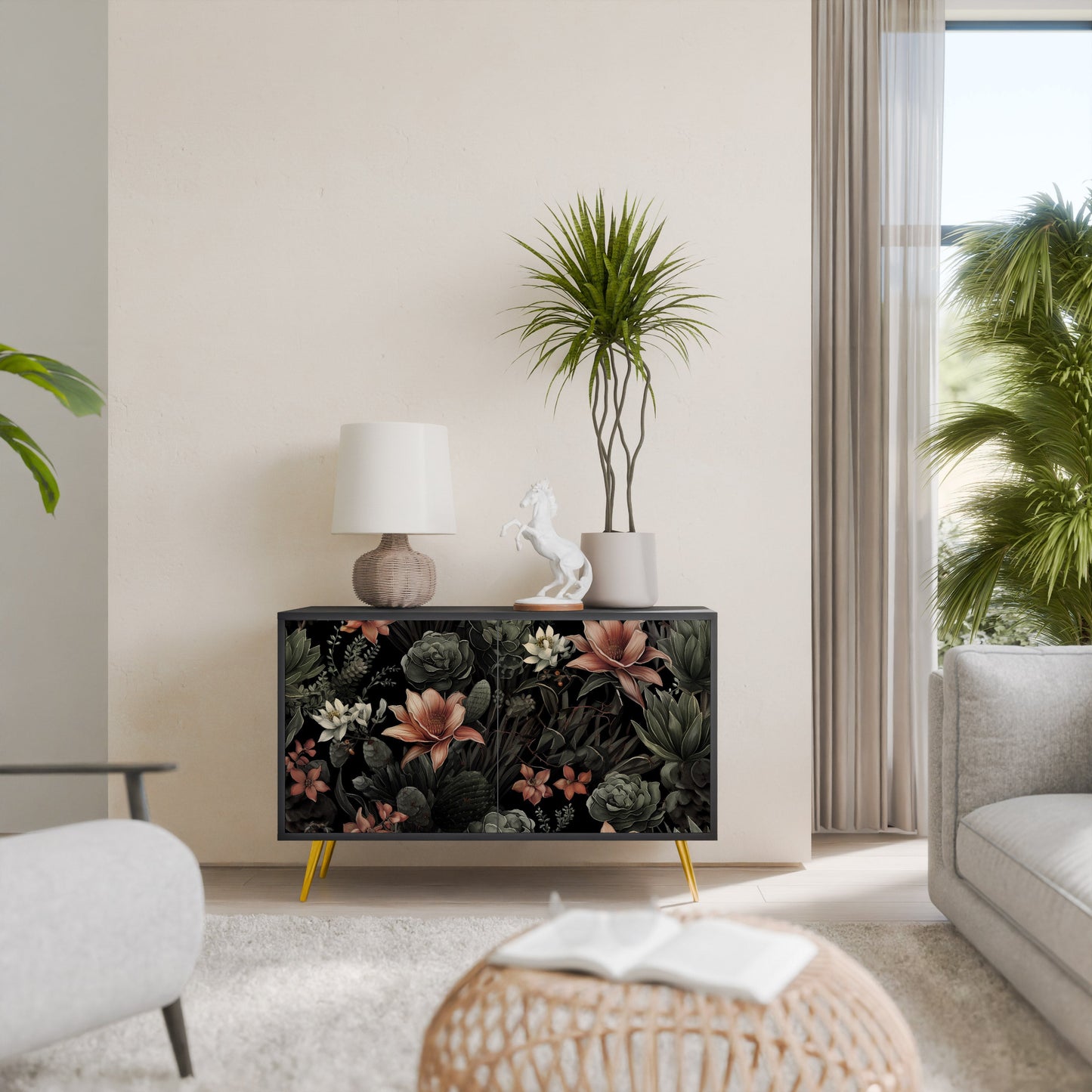 Credenza a 2 ante SECRET VERDURE in finitura nera