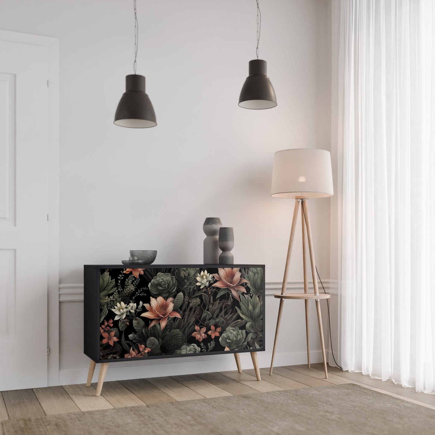 Credenza a 2 ante SECRET VERDURE in finitura nera