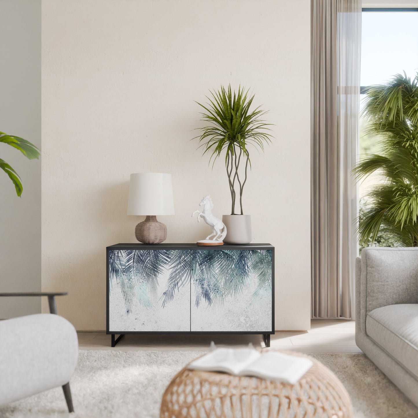 Credenza PALM VEIL a 2 ante in finitura nera
