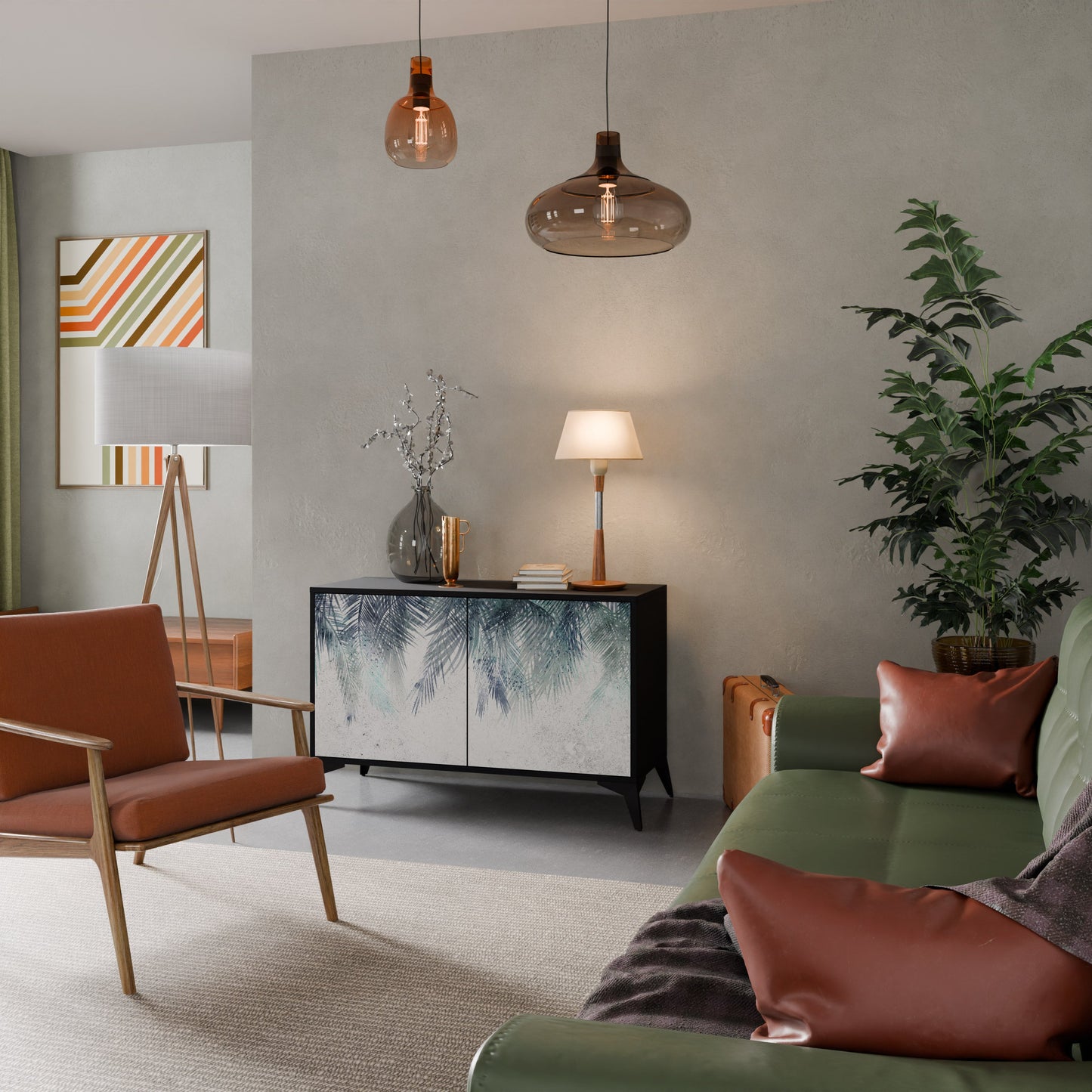 Credenza PALM VEIL a 2 ante in finitura nera