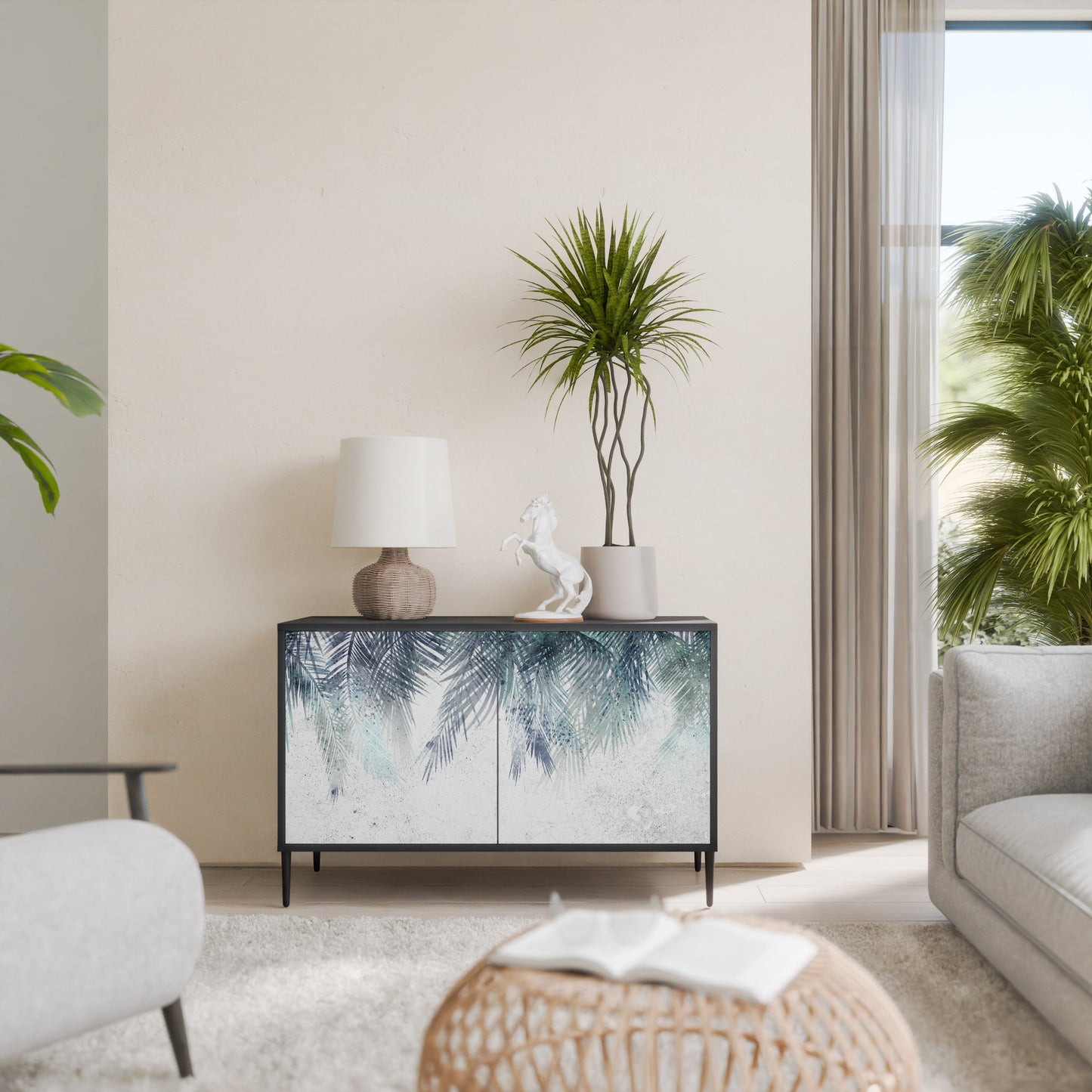 Credenza PALM VEIL a 2 ante in finitura nera