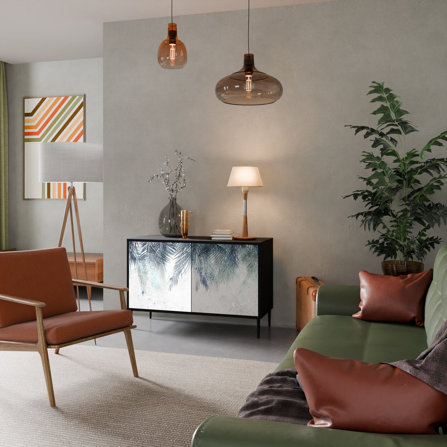 Credenza PALM VEIL a 2 ante in finitura nera