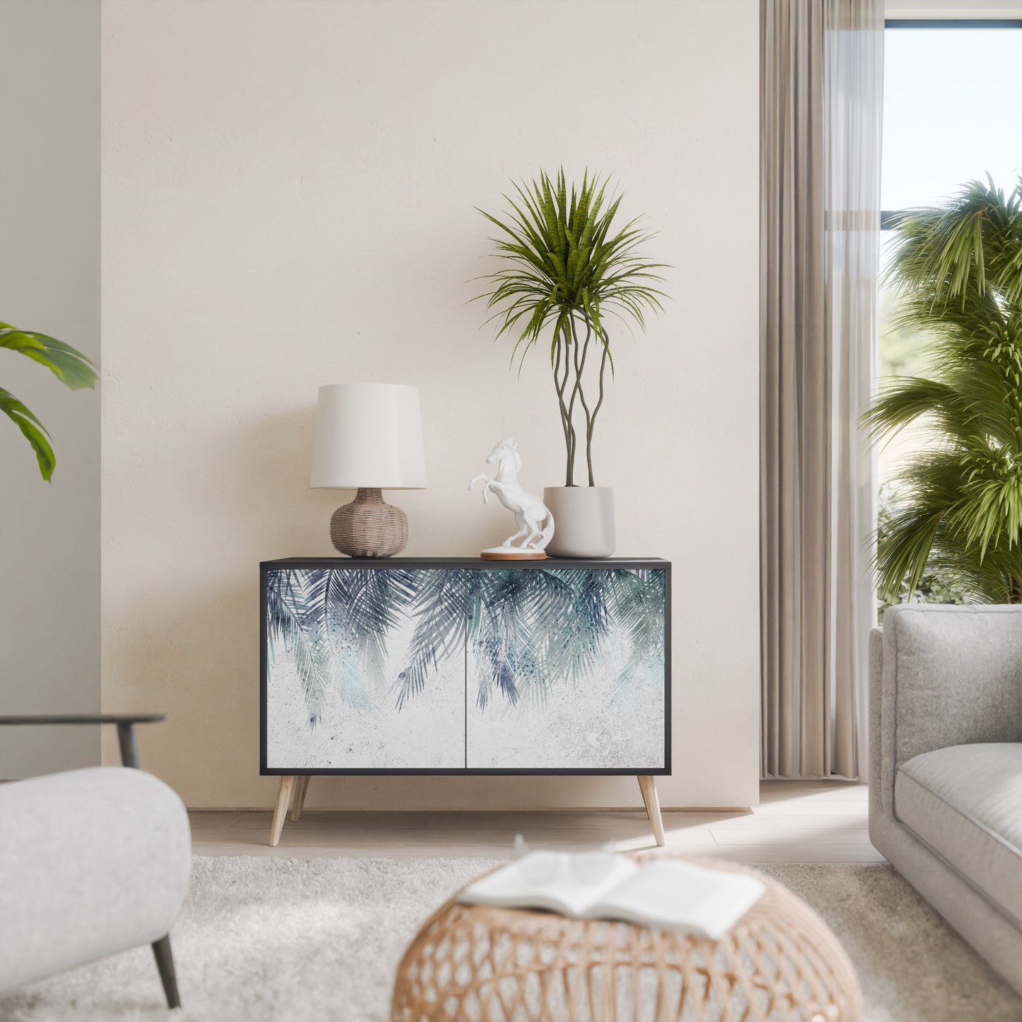 Credenza PALM VEIL a 2 ante in finitura nera