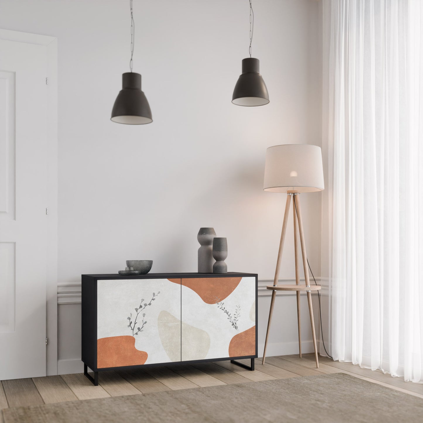 Credenza TRANQUIL TWIG a 2 ante in finitura nera