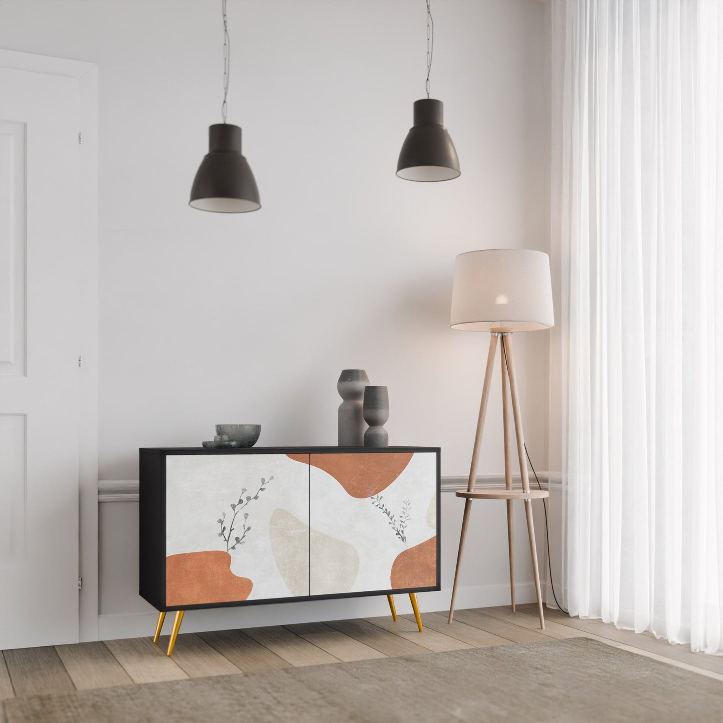 Credenza TRANQUIL TWIG a 2 ante in finitura nera