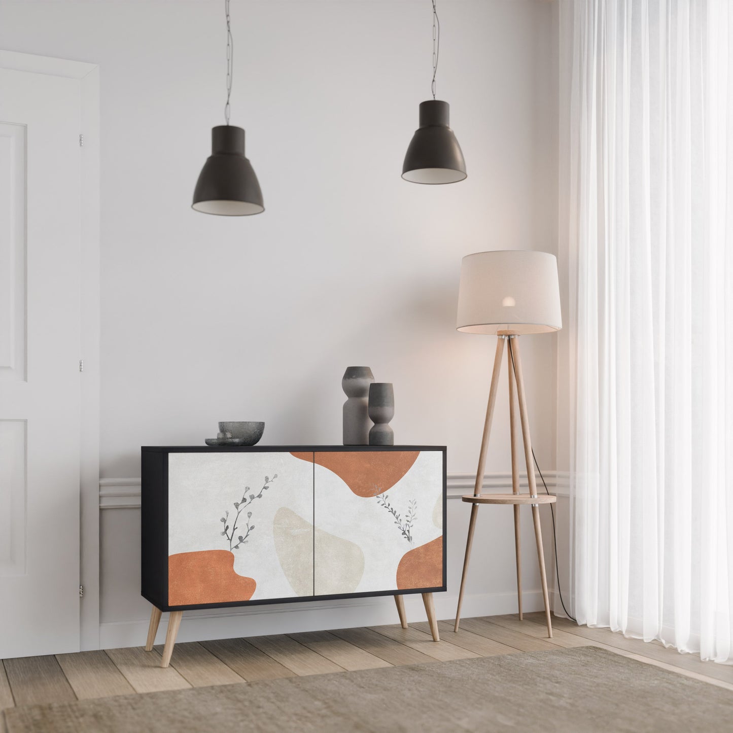 Credenza TRANQUIL TWIG a 2 ante in finitura nera