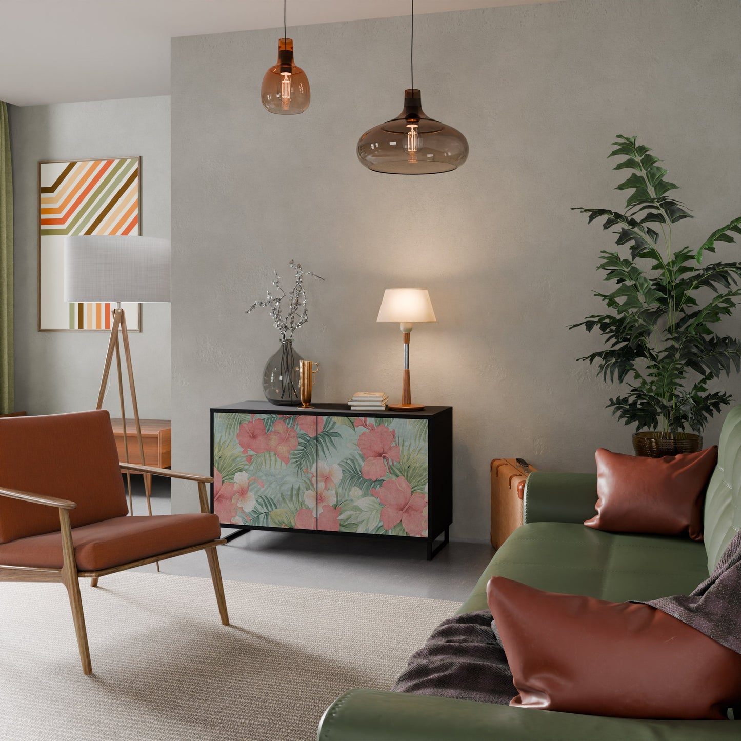 Credenza a 2 ante HAWAIIAN SPIRIT in finitura nera