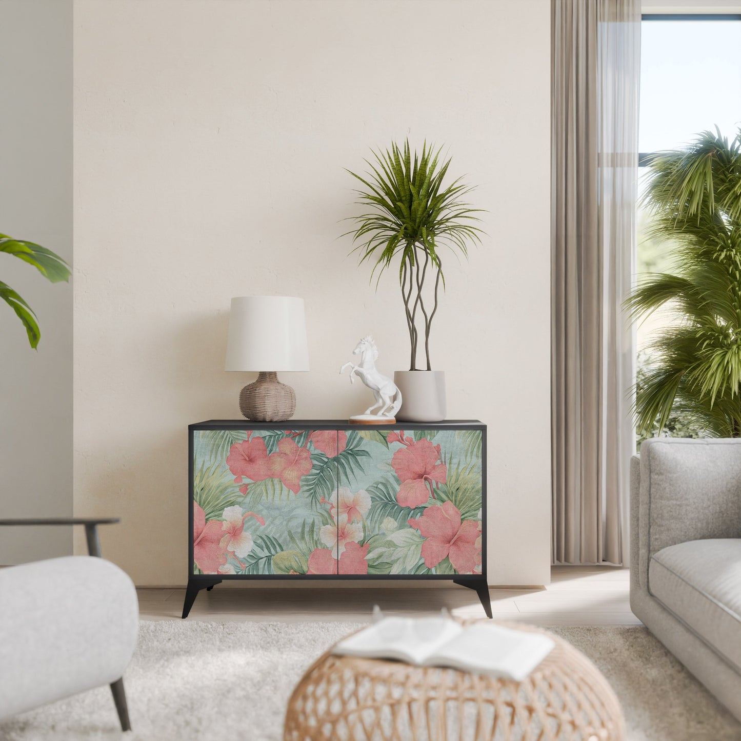 Credenza a 2 ante HAWAIIAN SPIRIT in finitura nera