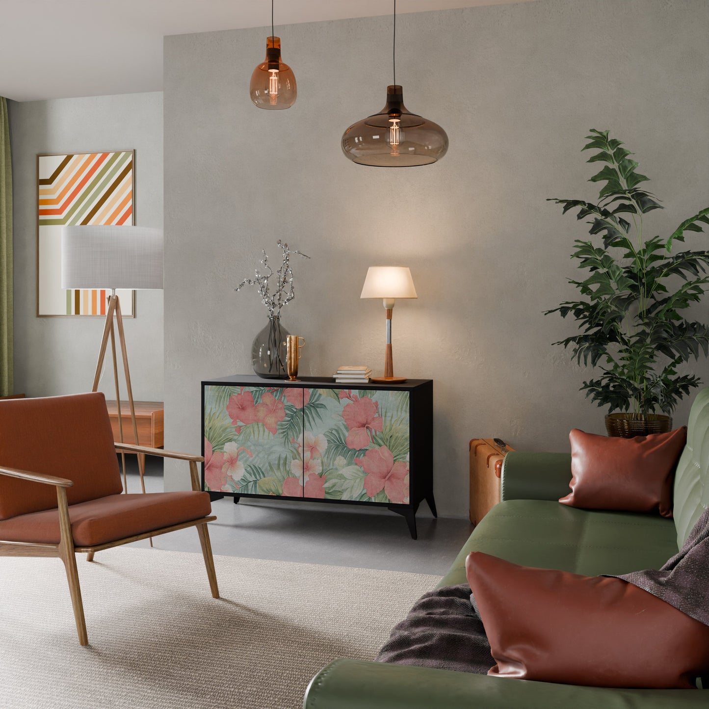 Credenza a 2 ante HAWAIIAN SPIRIT in finitura nera
