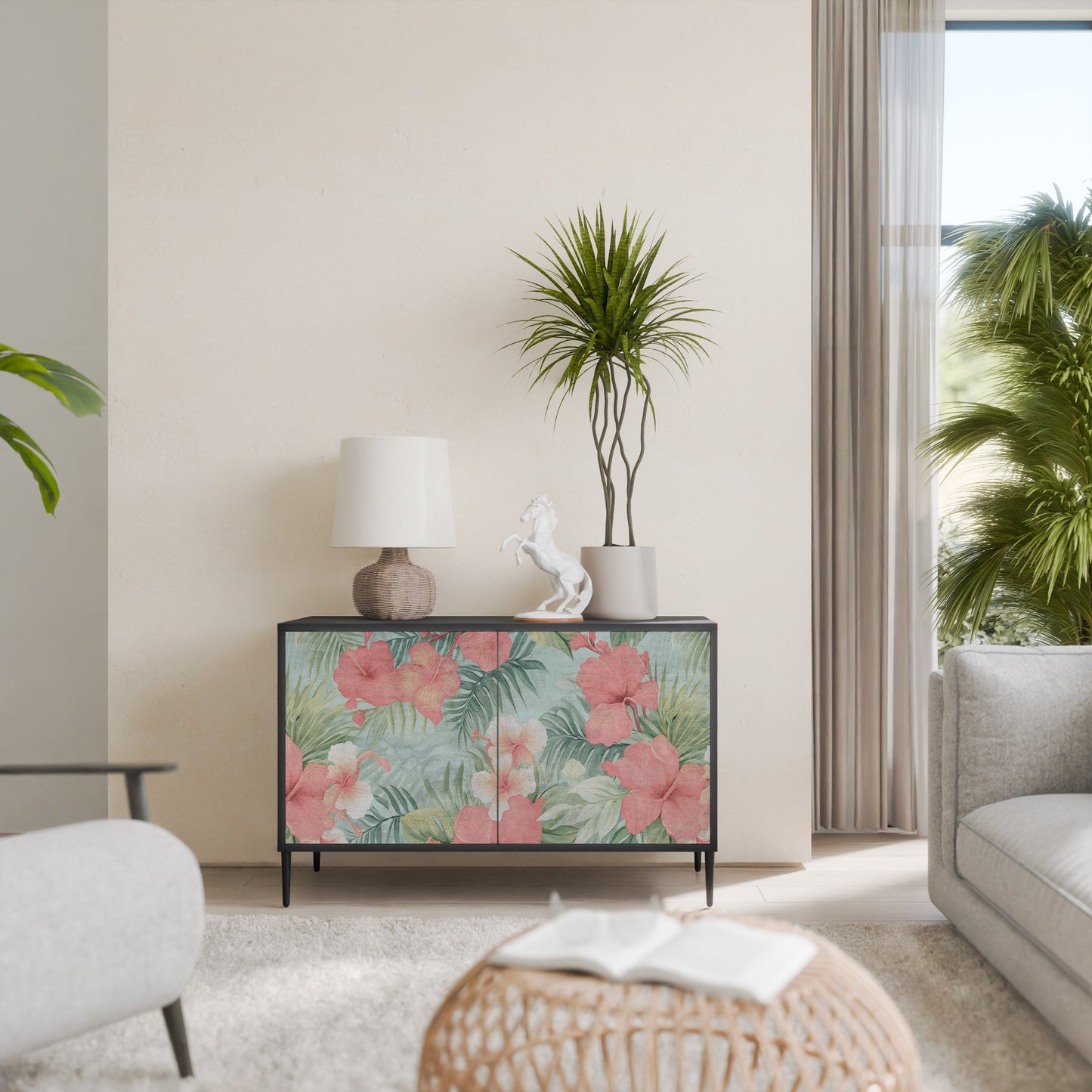 Credenza a 2 ante HAWAIIAN SPIRIT in finitura nera