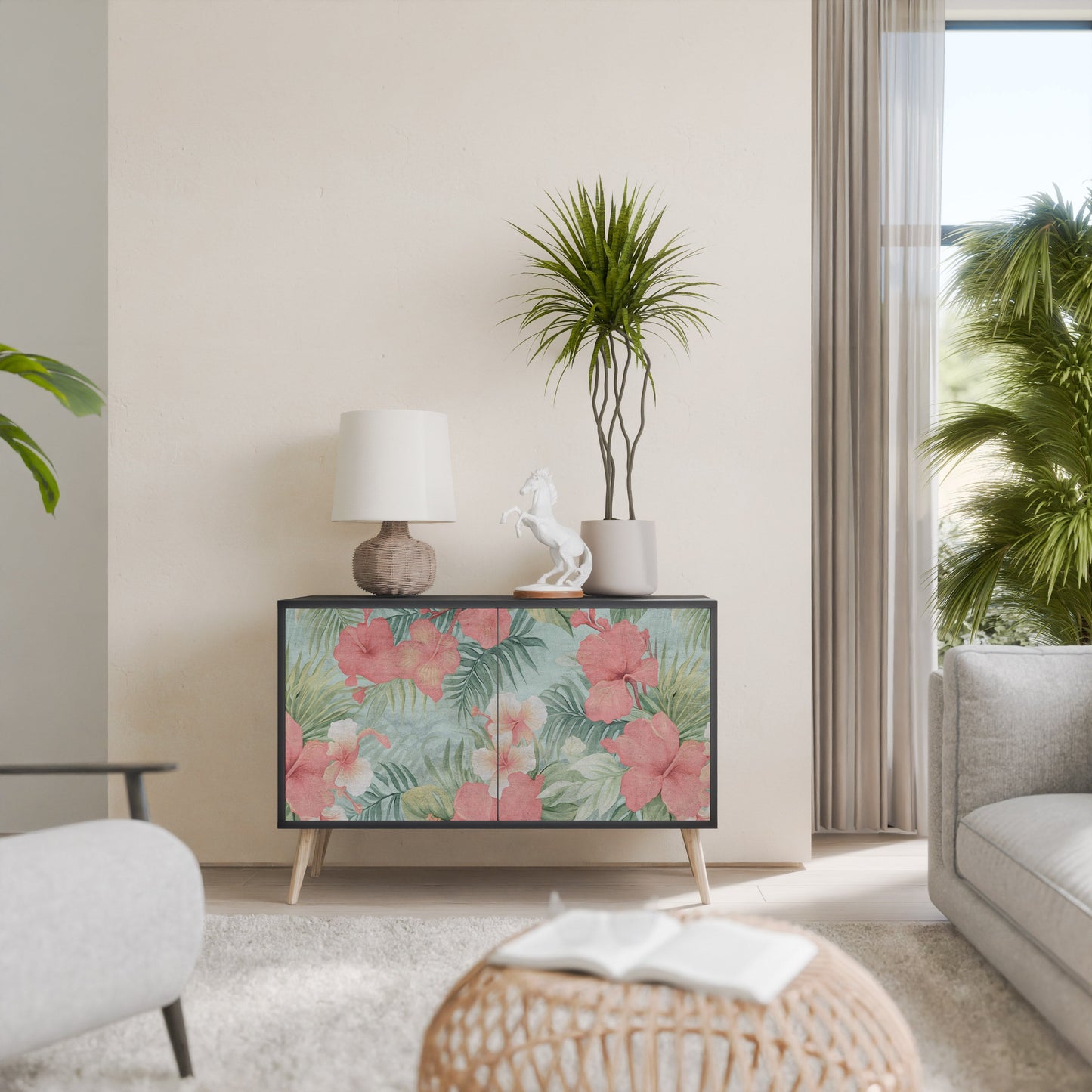 Credenza a 2 ante HAWAIIAN SPIRIT in finitura nera
