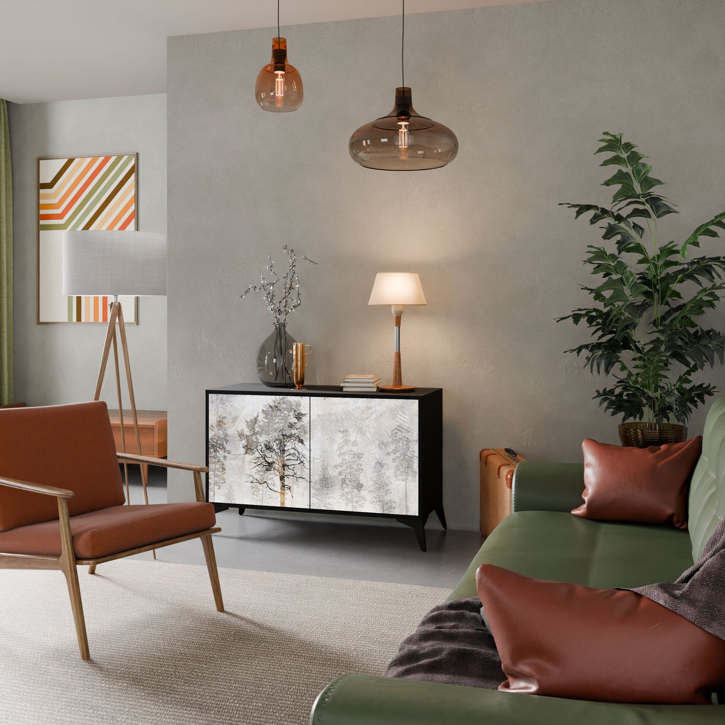 Credenza a 2 ante FADE IN THE TREES in finitura nera
