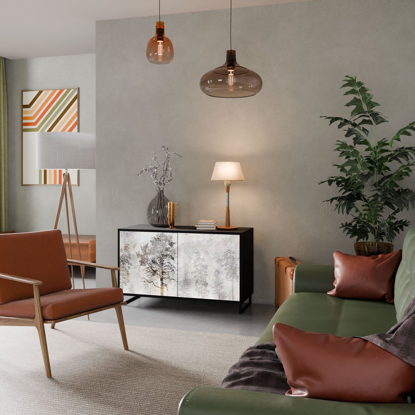 Credenza a 2 ante FADE IN THE TREES in finitura nera