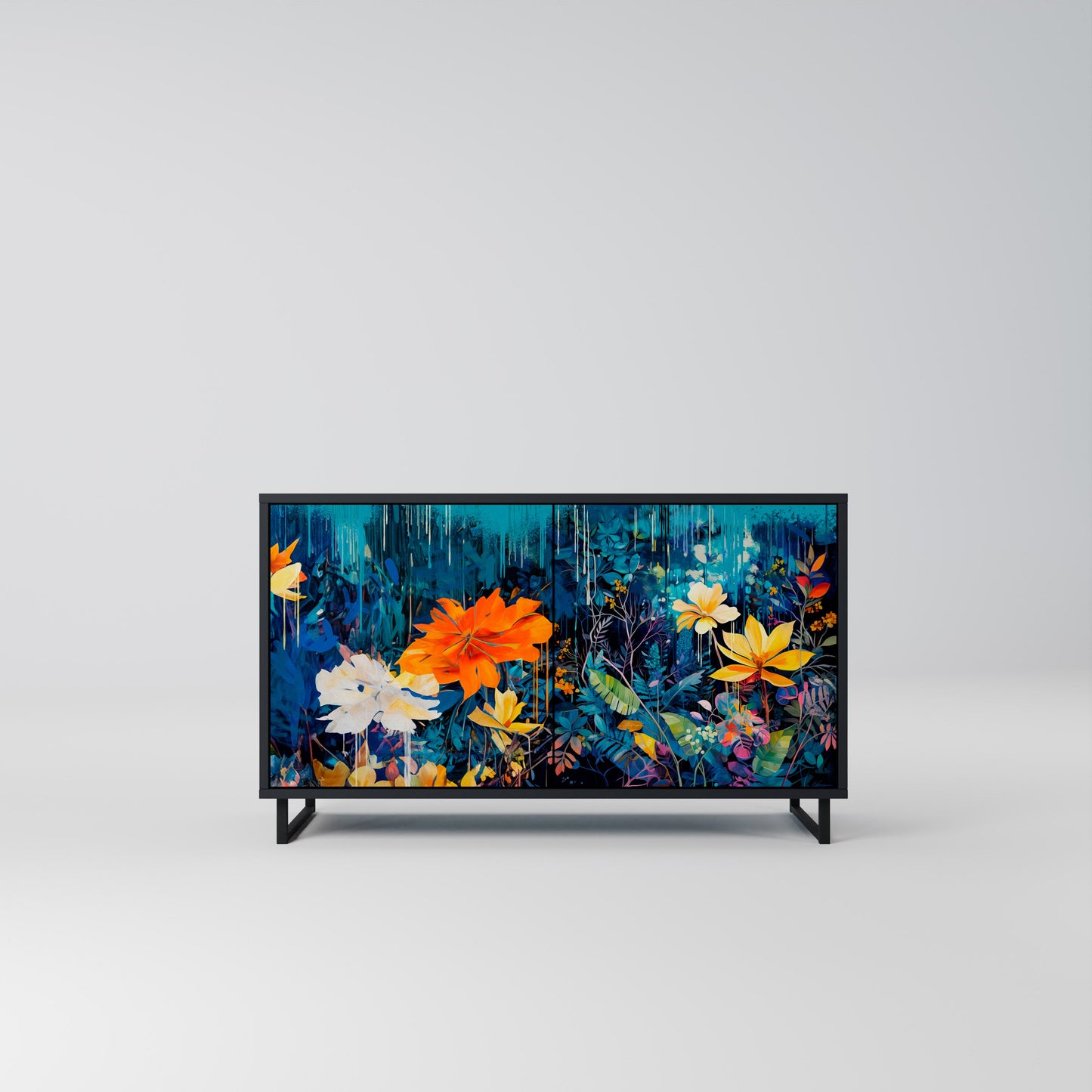 Credenza a 2 ante MIDNIGHT BLOSSOM in finitura nera