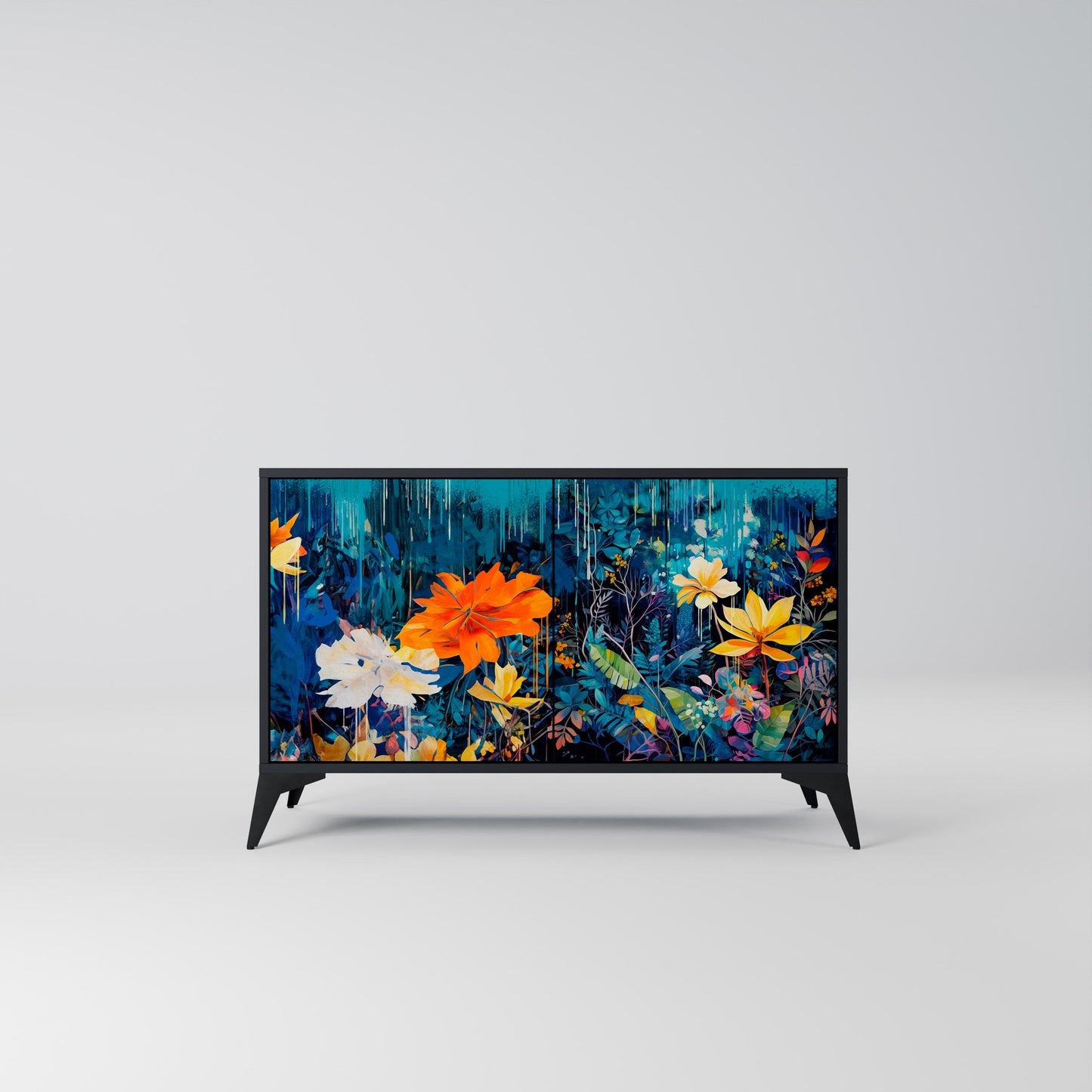 Credenza a 2 ante MIDNIGHT BLOSSOM in finitura nera