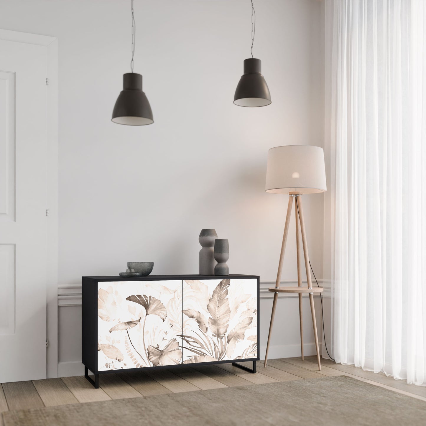 Credenza WILD TENDERNESS a 2 ante in finitura nera