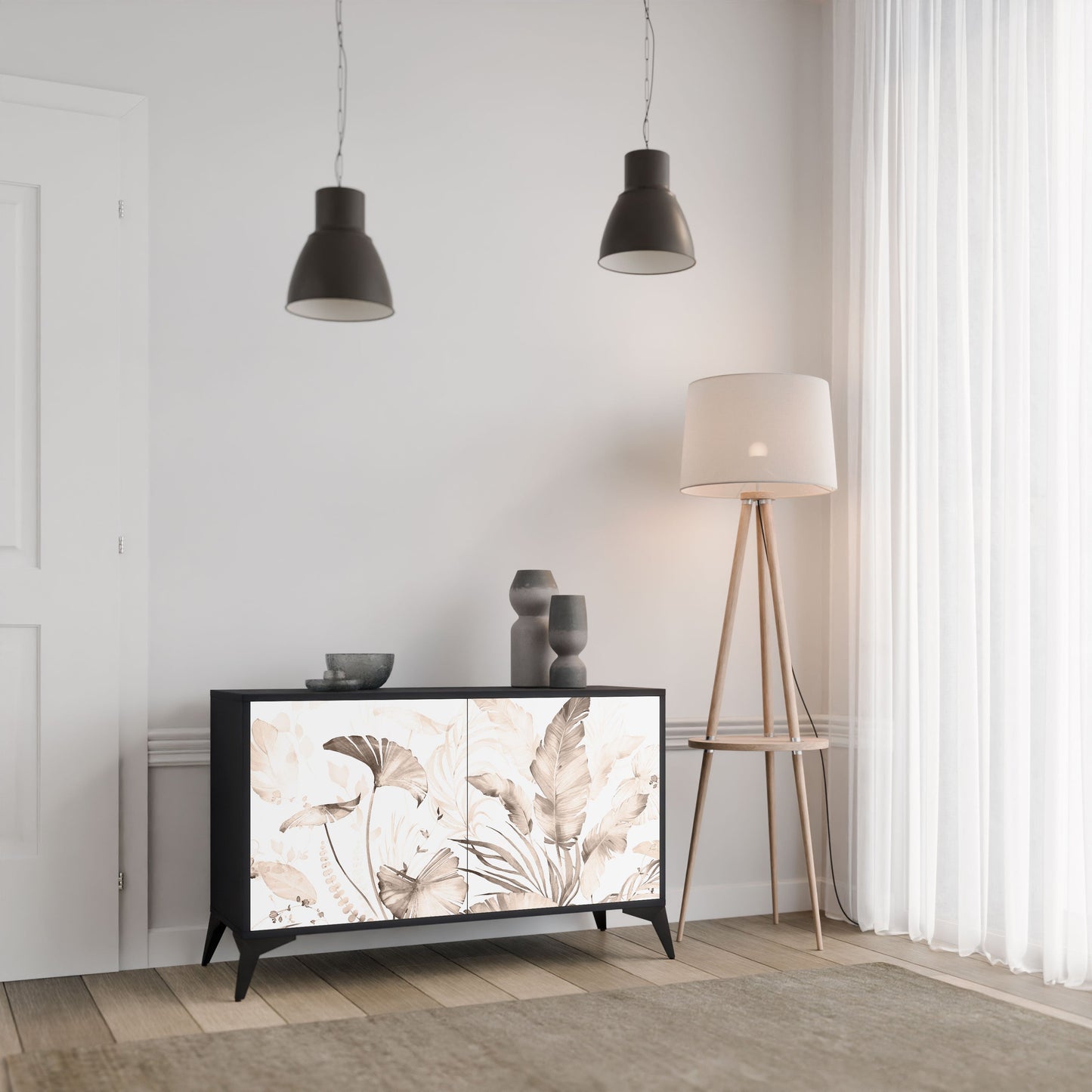 Credenza WILD TENDERNESS a 2 ante in finitura nera