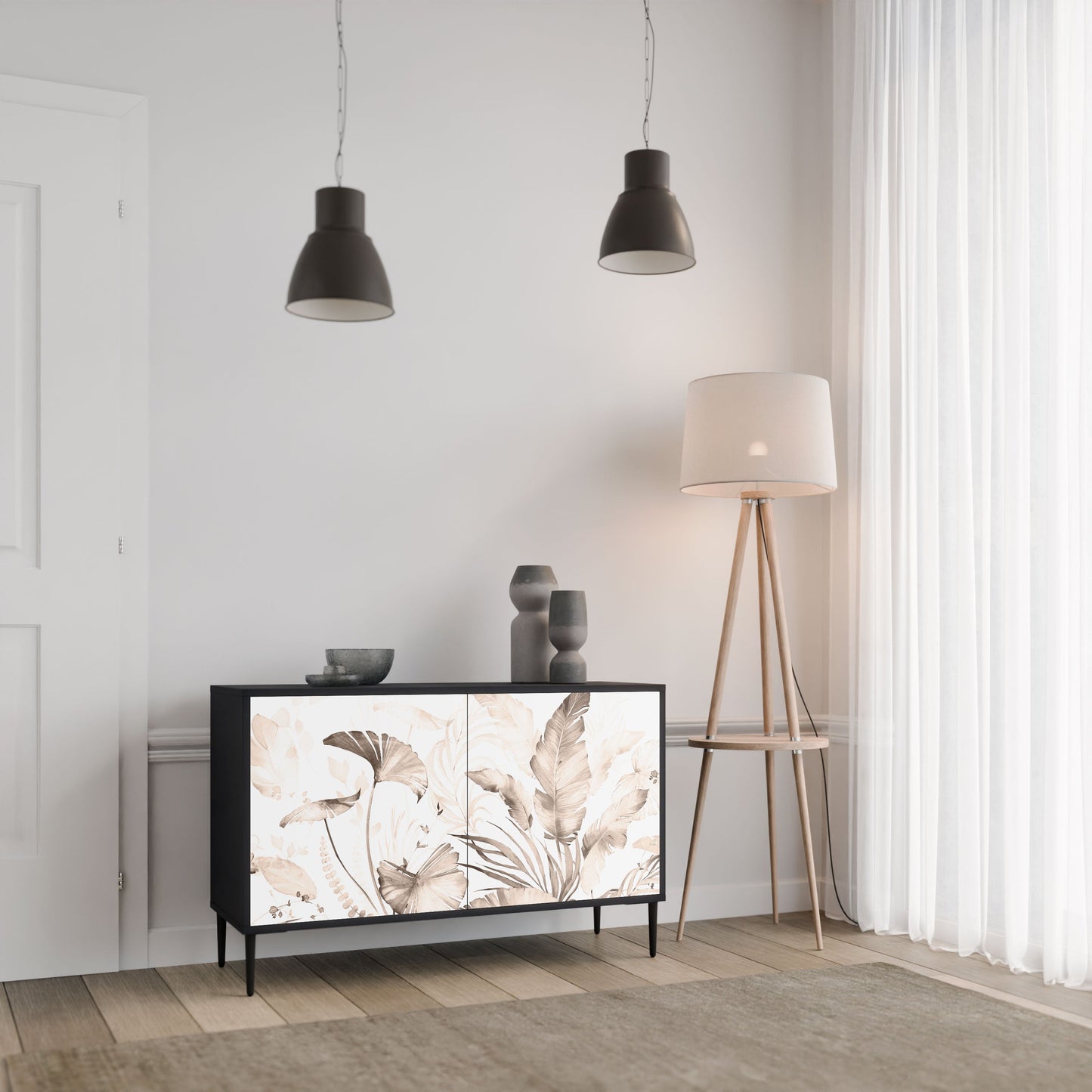 Credenza WILD TENDERNESS a 2 ante in finitura nera