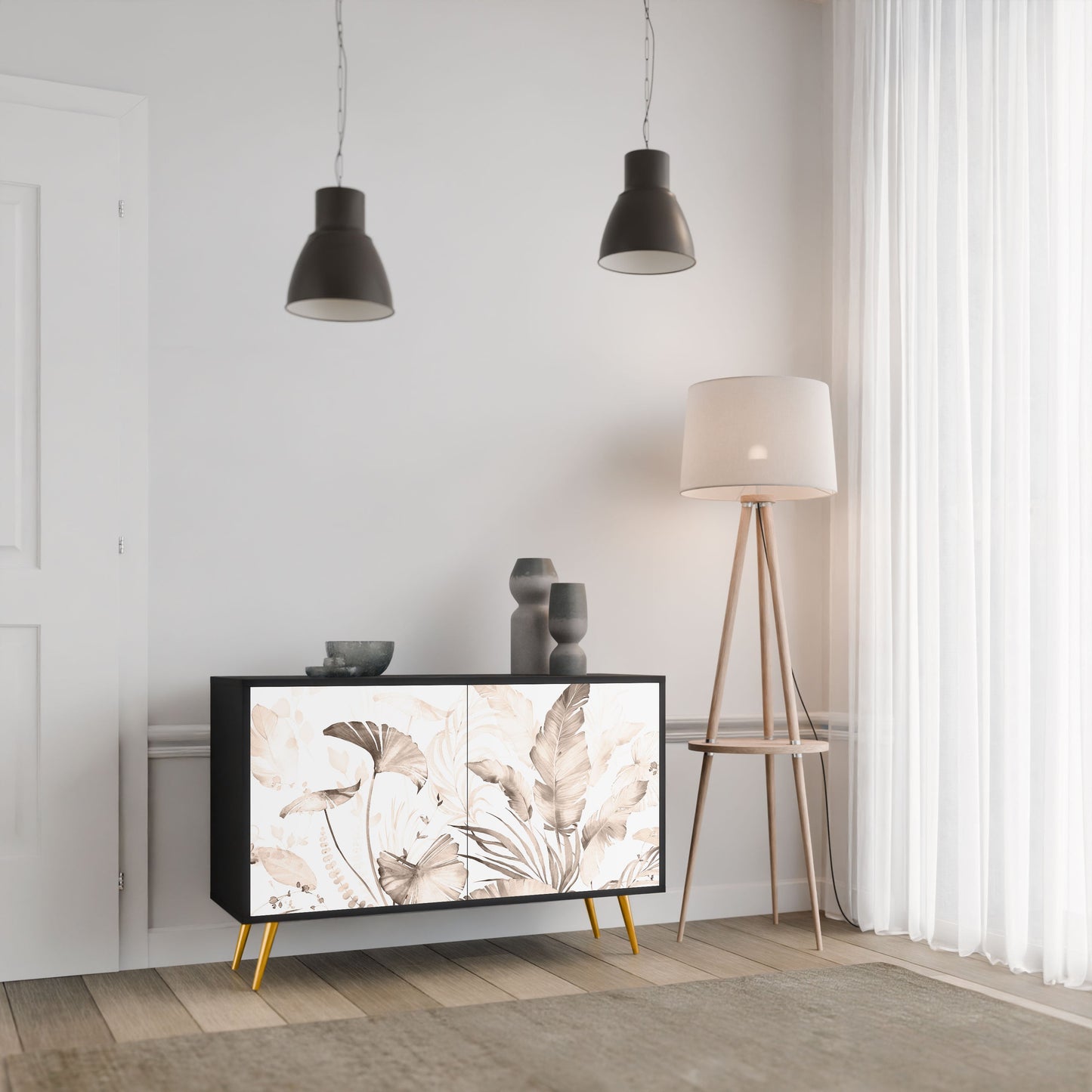 Credenza WILD TENDERNESS a 2 ante in finitura nera