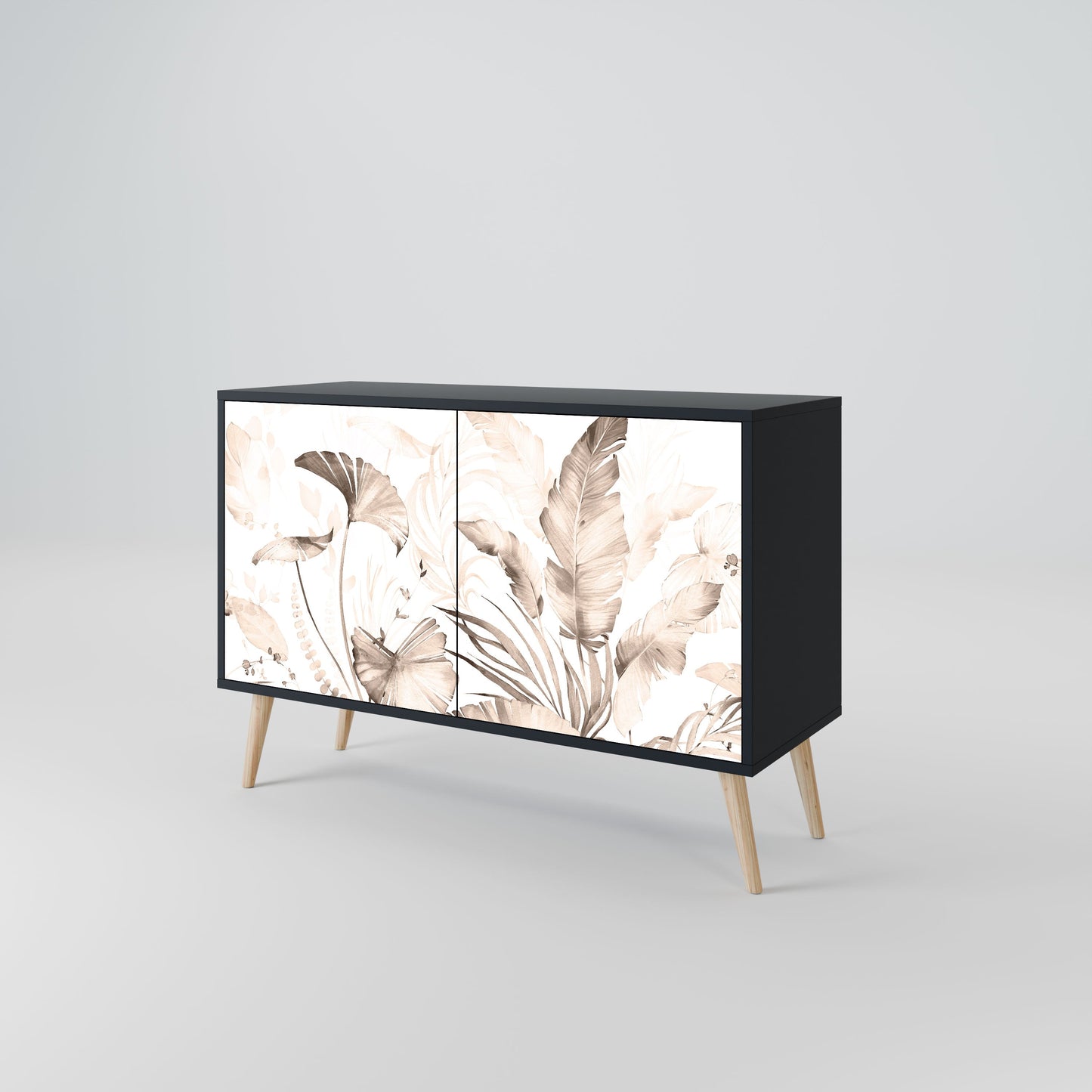 Credenza WILD TENDERNESS a 2 ante in finitura nera