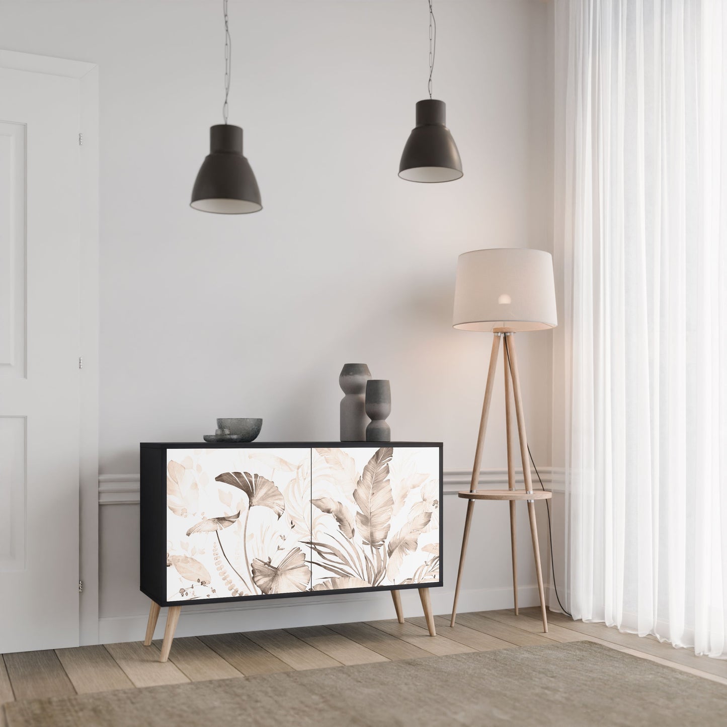Credenza WILD TENDERNESS a 2 ante in finitura nera