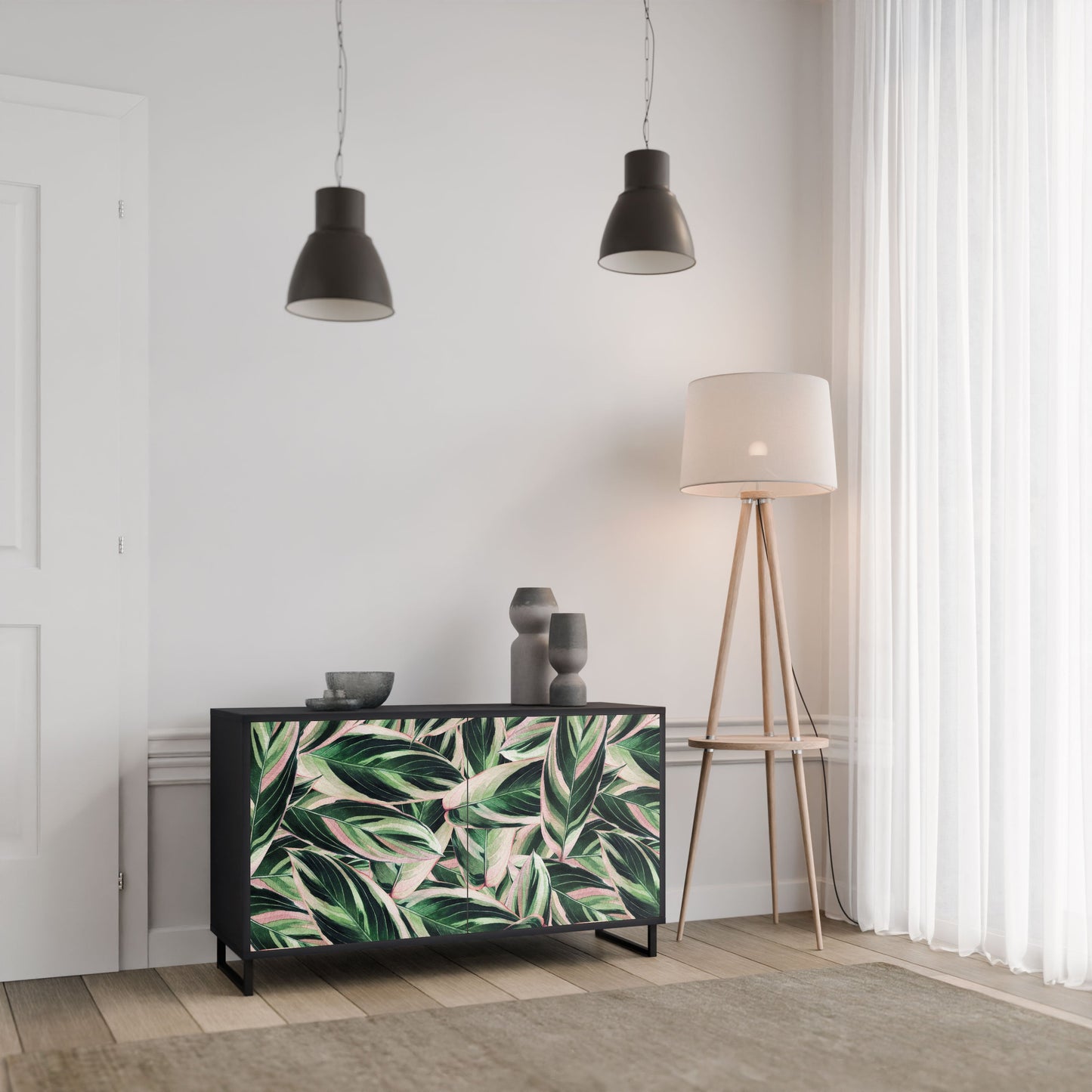 Credenza EERIE STROMANTHE a 2 ante in finitura nera