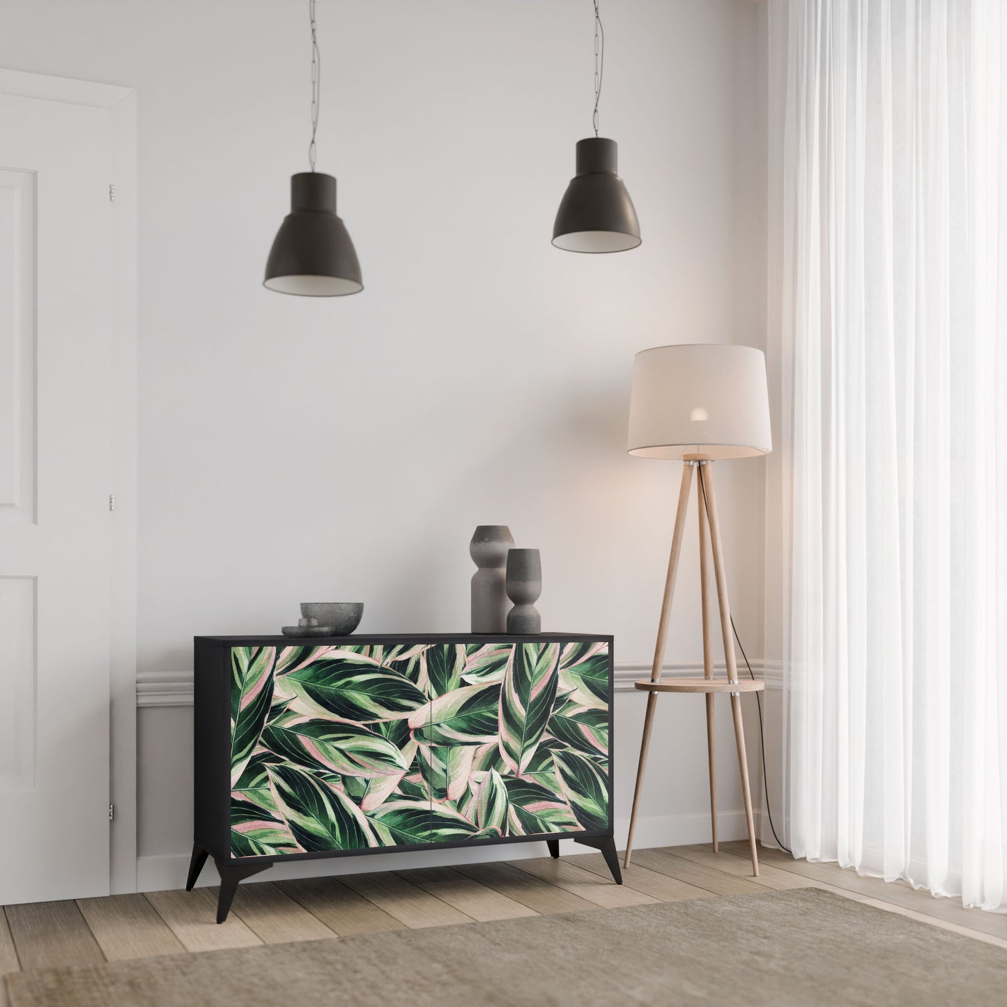 Credenza EERIE STROMANTHE a 2 ante in finitura nera
