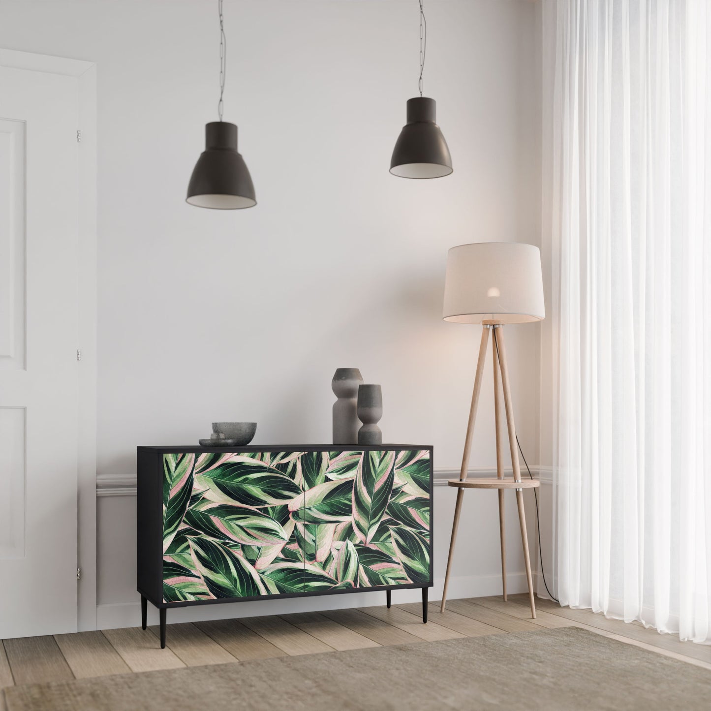 Credenza EERIE STROMANTHE a 2 ante in finitura nera