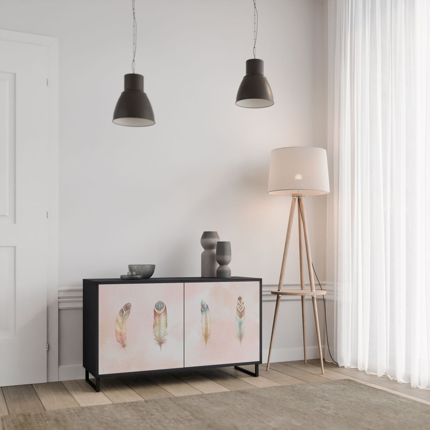 Credenza a 2 ante THE DELIQUESCE in finitura nera