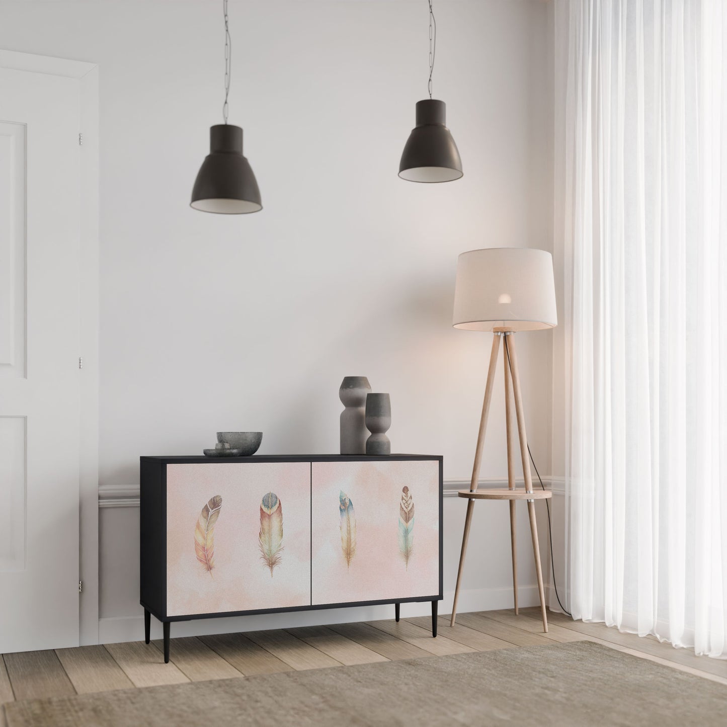Credenza a 2 ante THE DELIQUESCE in finitura nera