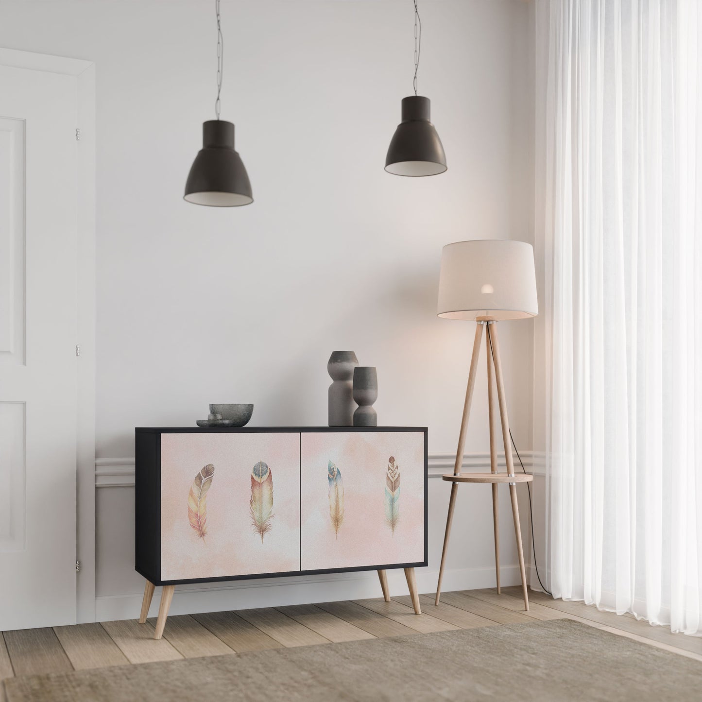 Credenza a 2 ante THE DELIQUESCE in finitura nera