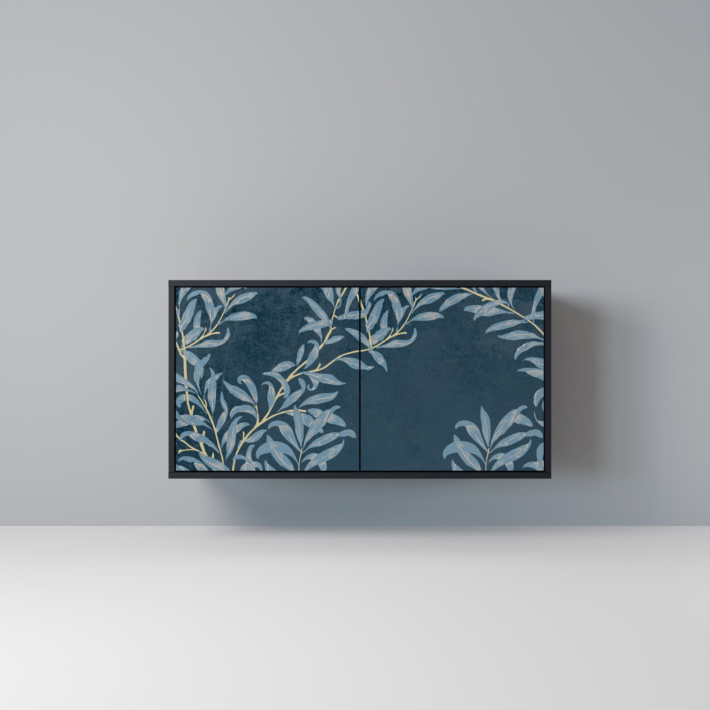 BLUE LEAVES Madia a 2 Ante in Finitura Nera