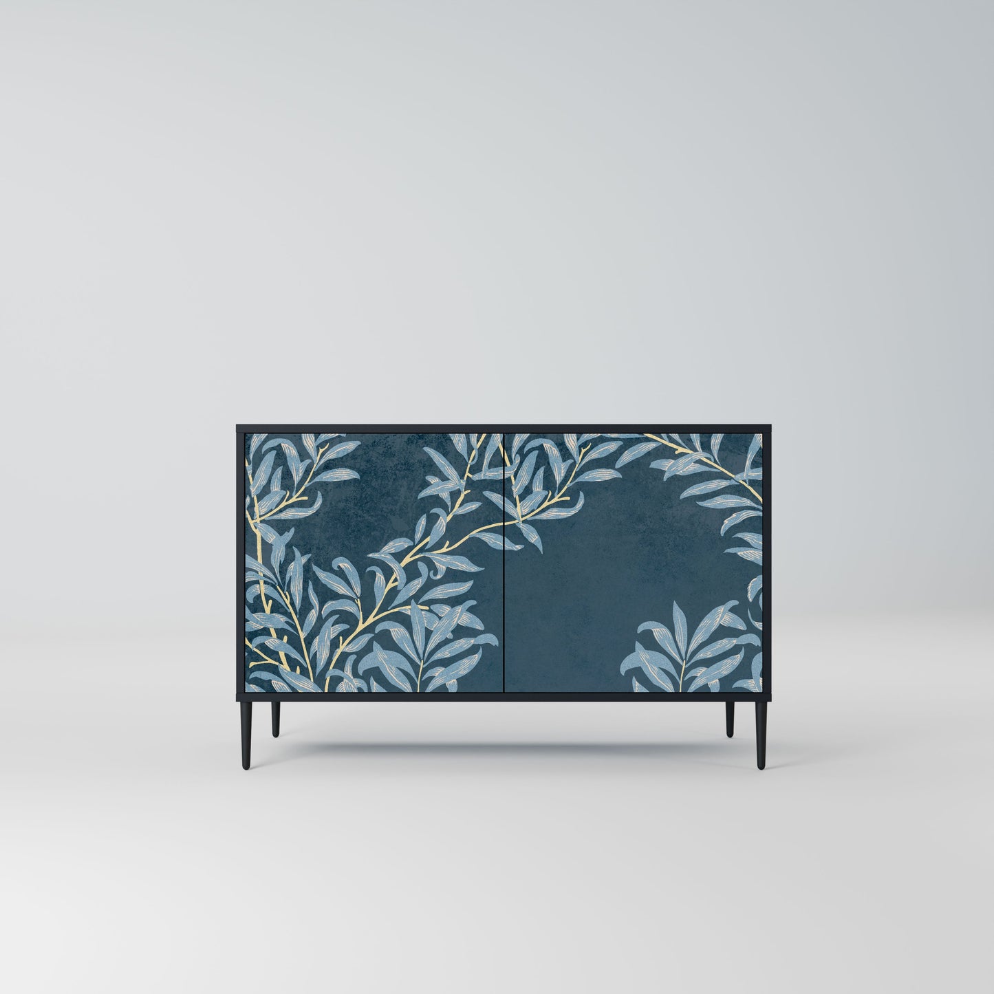 Credenza a 2 ante BLUE LEAVES in finitura nera