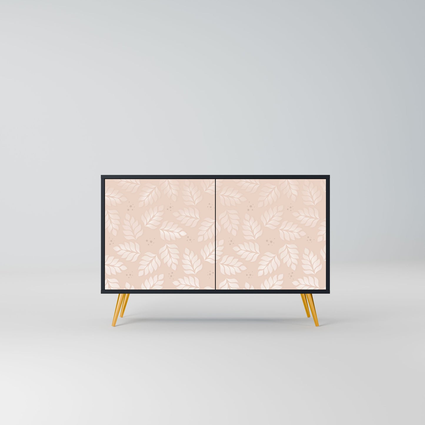 Credenza LEAVES ON BEIGE a 2 ante in finitura nera