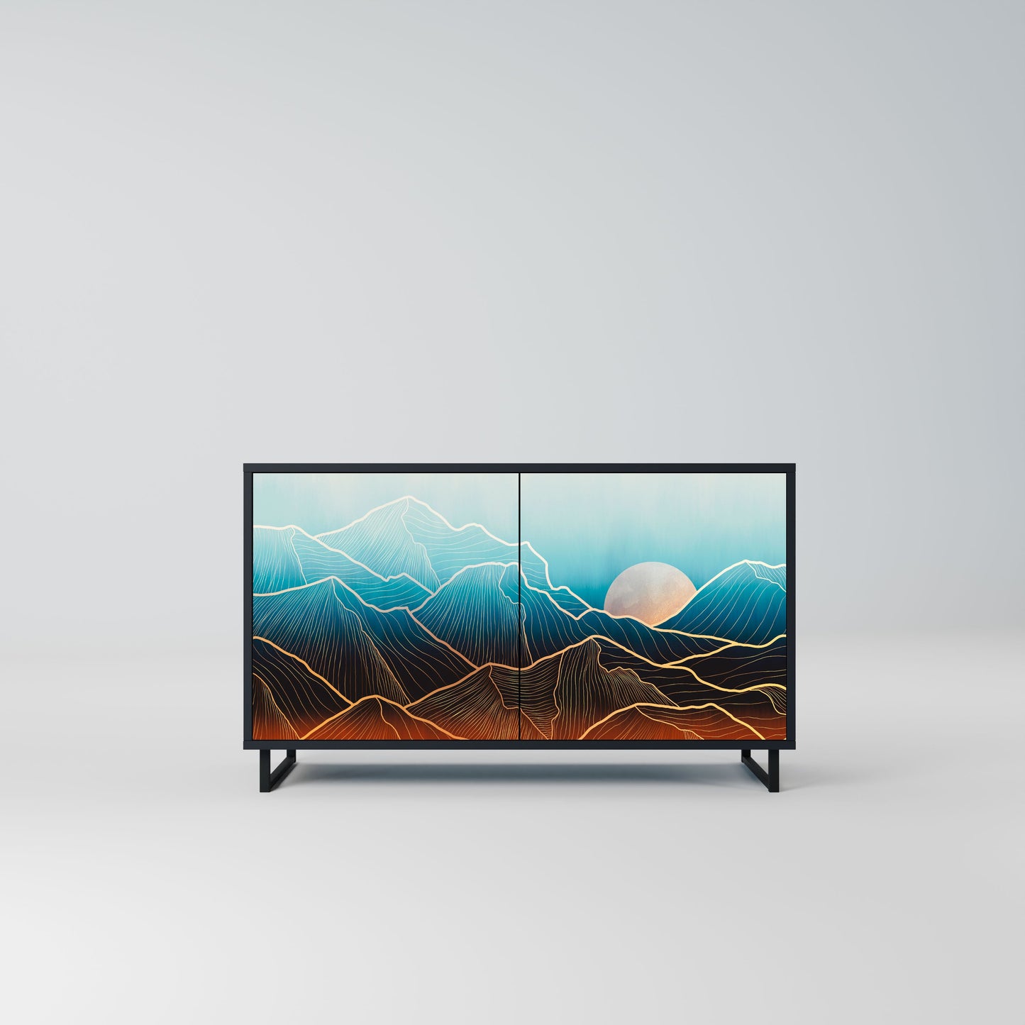 Credenza LUNAR SECRETS a 2 ante in finitura nera