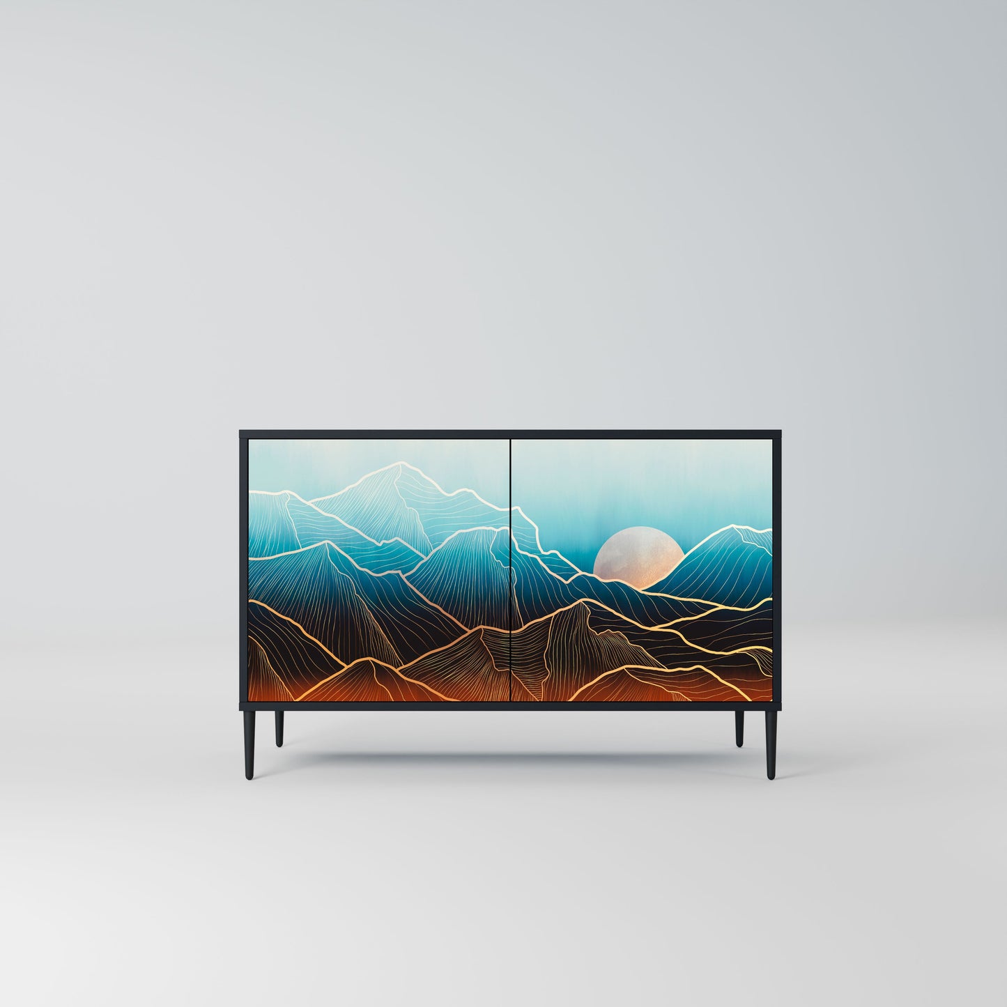 Credenza LUNAR SECRETS a 2 ante in finitura nera