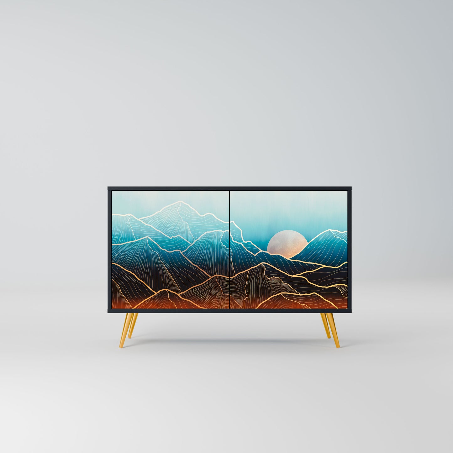 Credenza LUNAR SECRETS a 2 ante in finitura nera