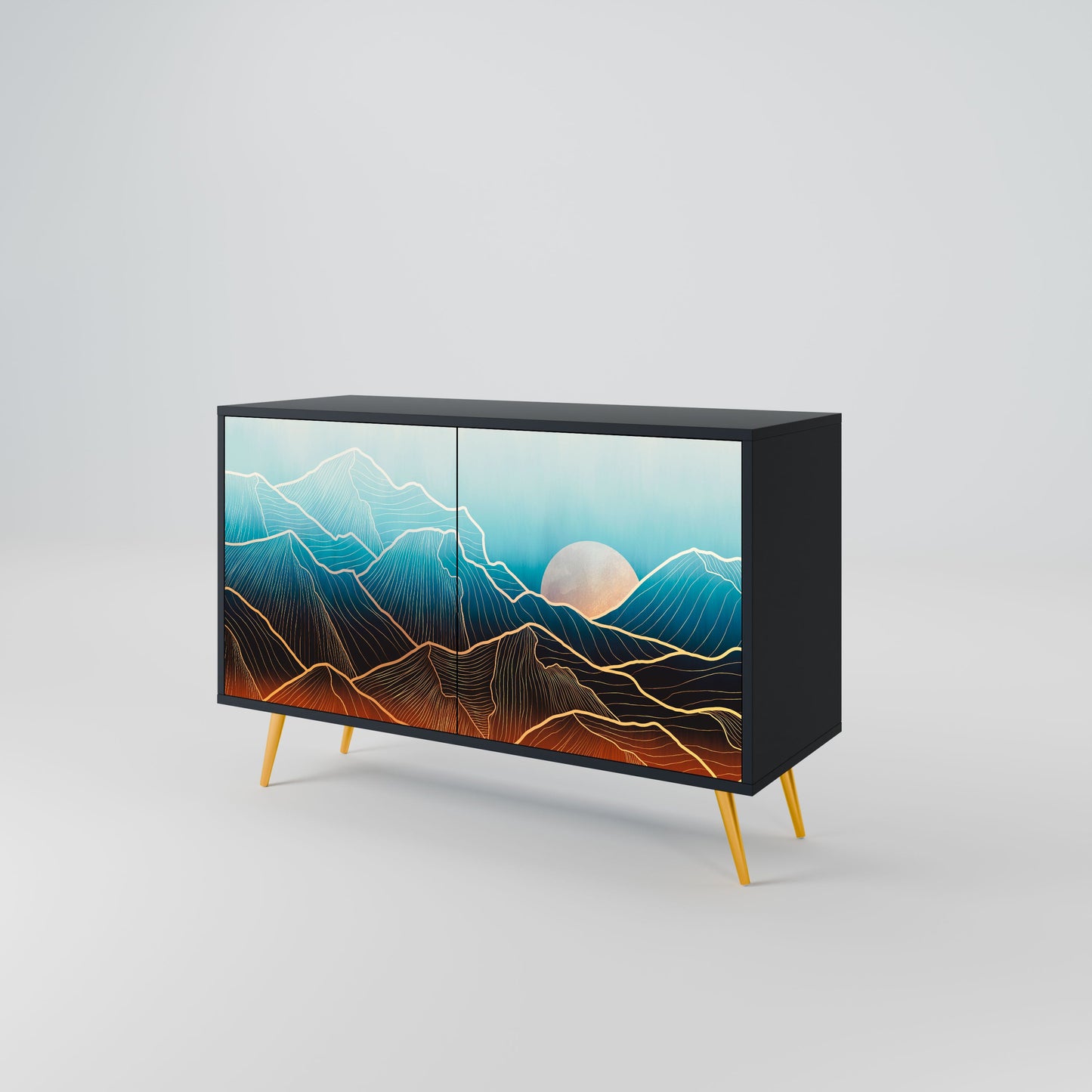 Credenza LUNAR SECRETS a 2 ante in finitura nera