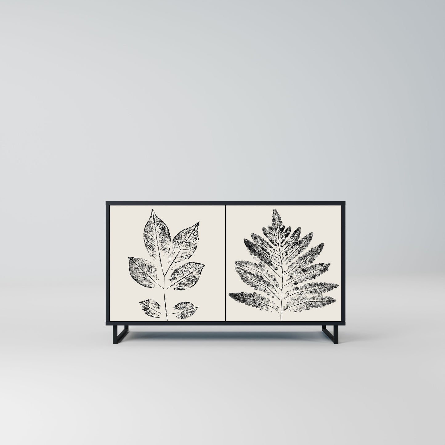 Credenza LEAFY STAMPS a 2 ante con finitura nera