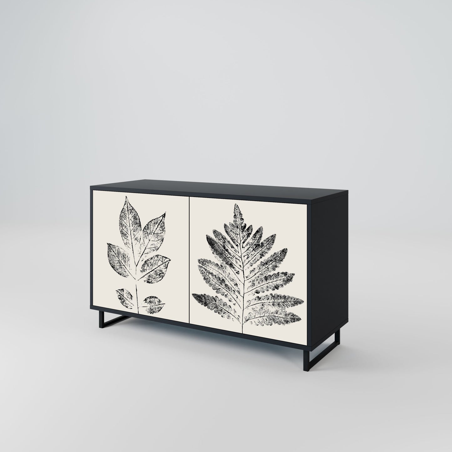 Credenza LEAFY STAMPS a 2 ante con finitura nera