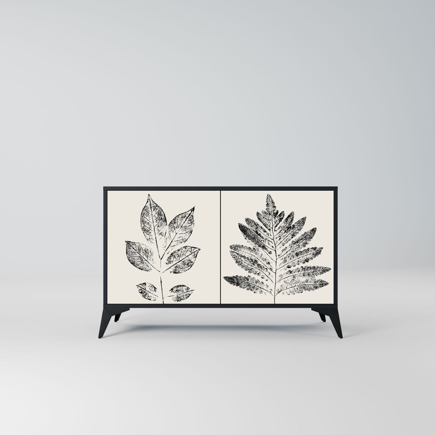 Credenza LEAFY STAMPS a 2 ante con finitura nera