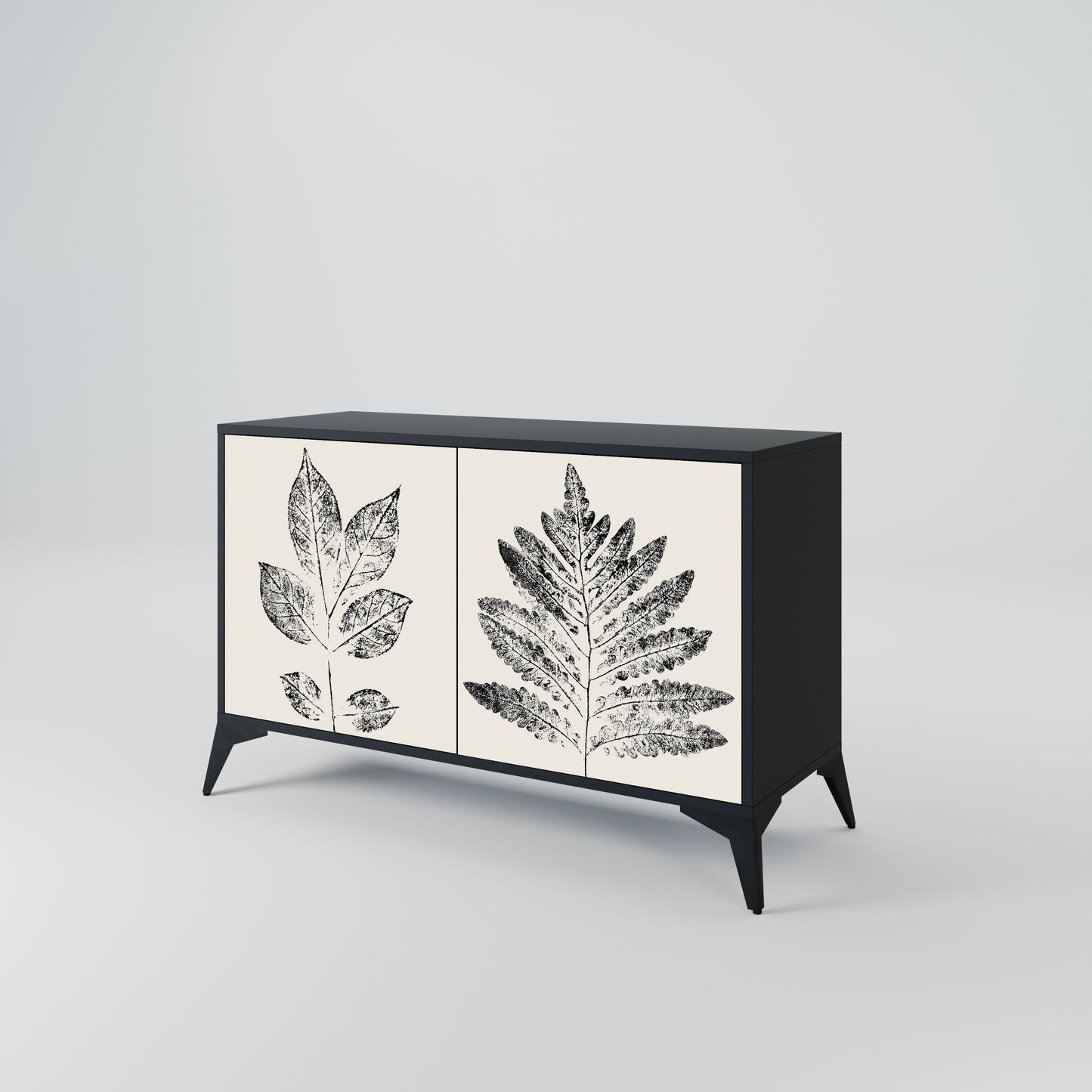 Credenza LEAFY STAMPS a 2 ante con finitura nera