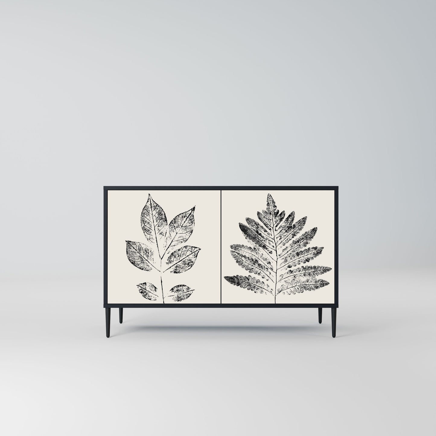 Credenza LEAFY STAMPS a 2 ante con finitura nera